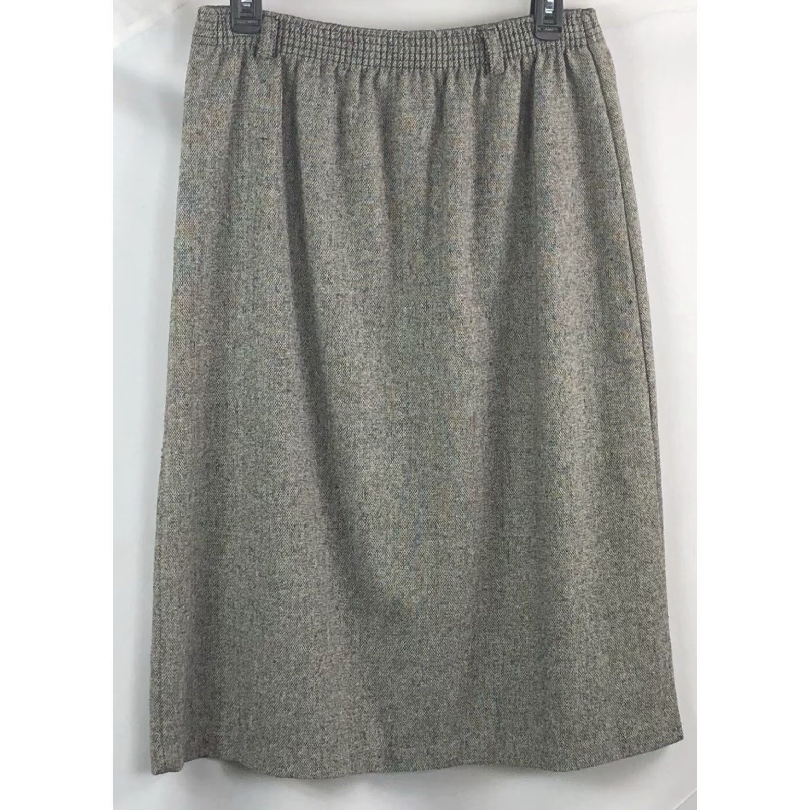 Vintage Vintage Armondio Gray Tweed Knee Length Straight Skirt 13/14 Wool Blend 28"W Career Women Size 34" / US 12 / IT 48 - 4 Thumbnail