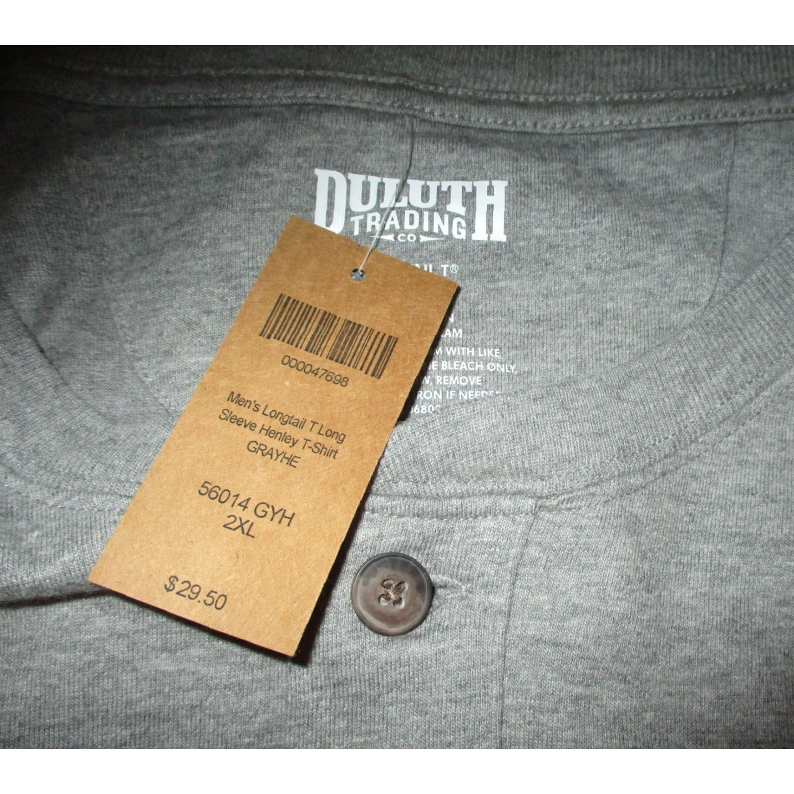 Vintage DULUTH Trading Gray Long Sleeve Longtail T Henley Shirt Men's 2XL NWT Size US XXL / EU 58 / 5 - 6 Thumbnail