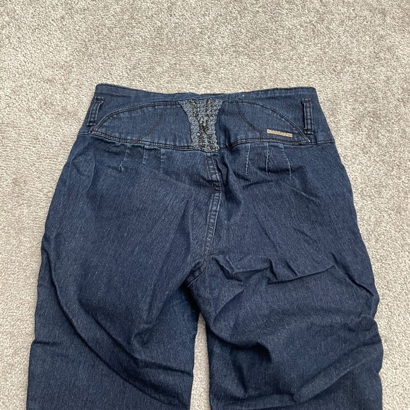 Vintage Diamante Jeans Diamante High Rise Denim Jeans Juniors 7 Blue Dark Wash Sequin Stretch 28x30 Skinny City Modern 7 Womens Size 28" / US 6 / IT 42 - 4 Thumbnail
