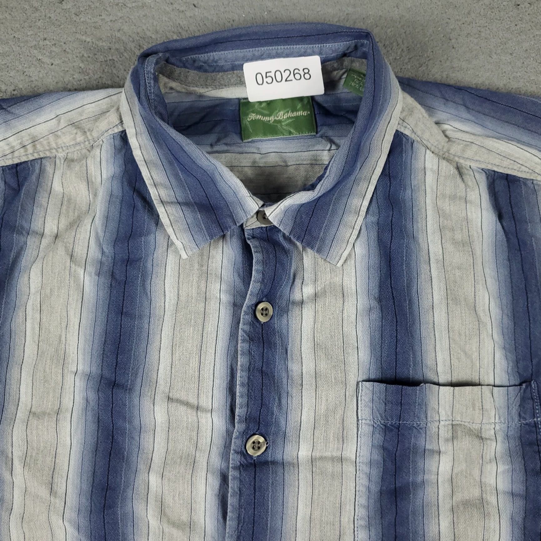 Tommy Bahama Tommy Bahama Shirt Mens Large Blue Striped Silk Cotton Hawaiian Button-Up Shirt - Blue Aloha Beach Classic Mens L Size US L / EU 52-54 / 3 - 2 Thumbnail