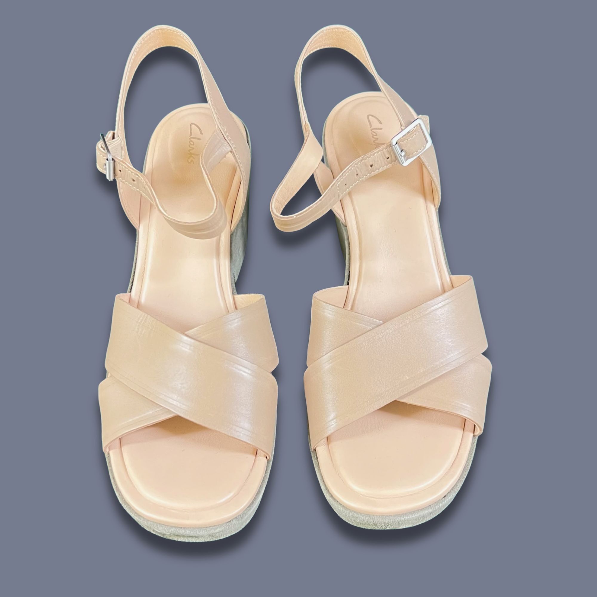 Clarks CLARKS Ritzy75 Rae Soft Metallic Leather Platform Wedge Sand Size US 10 / IT 40 - 2 Thumbnail
