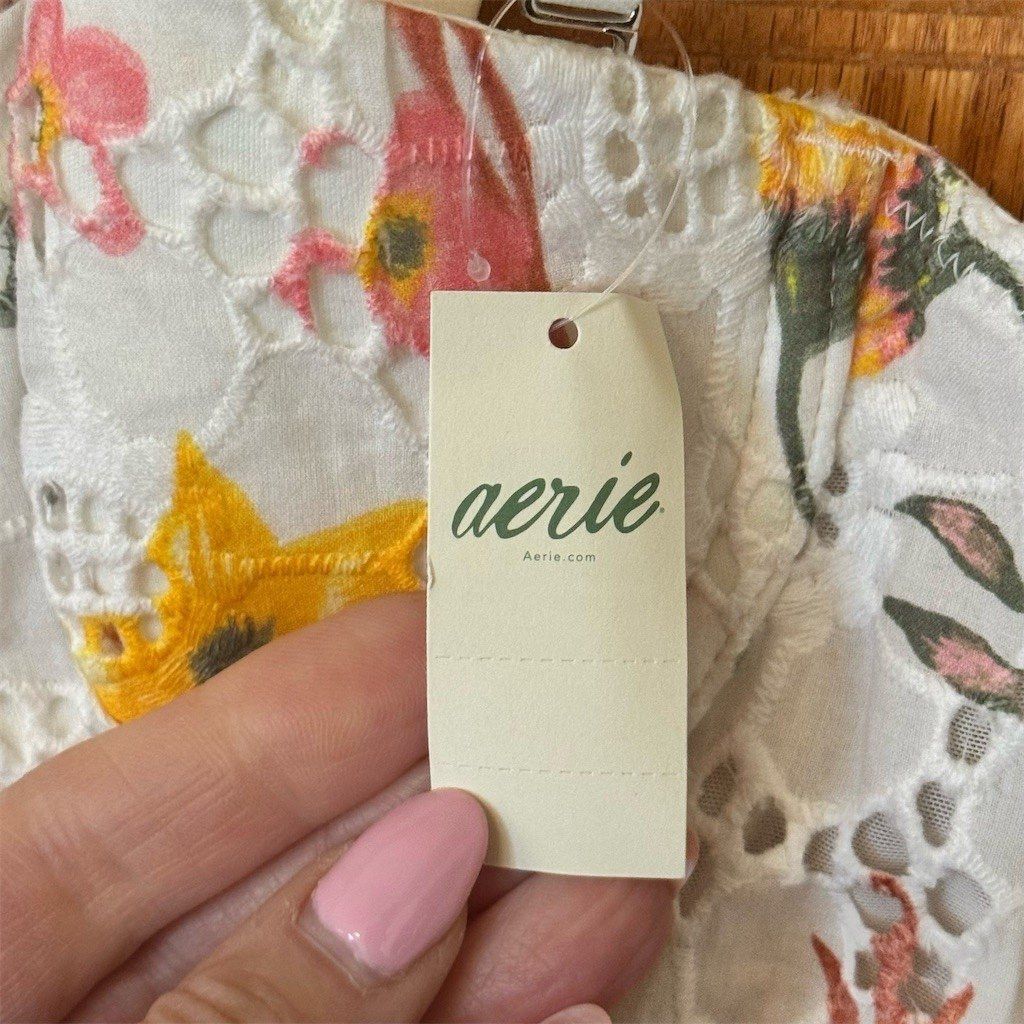 Other Aerie Real Good Bra Womens 34B White Multicolor Floral Lace Size ONE SIZE - 5 Thumbnail