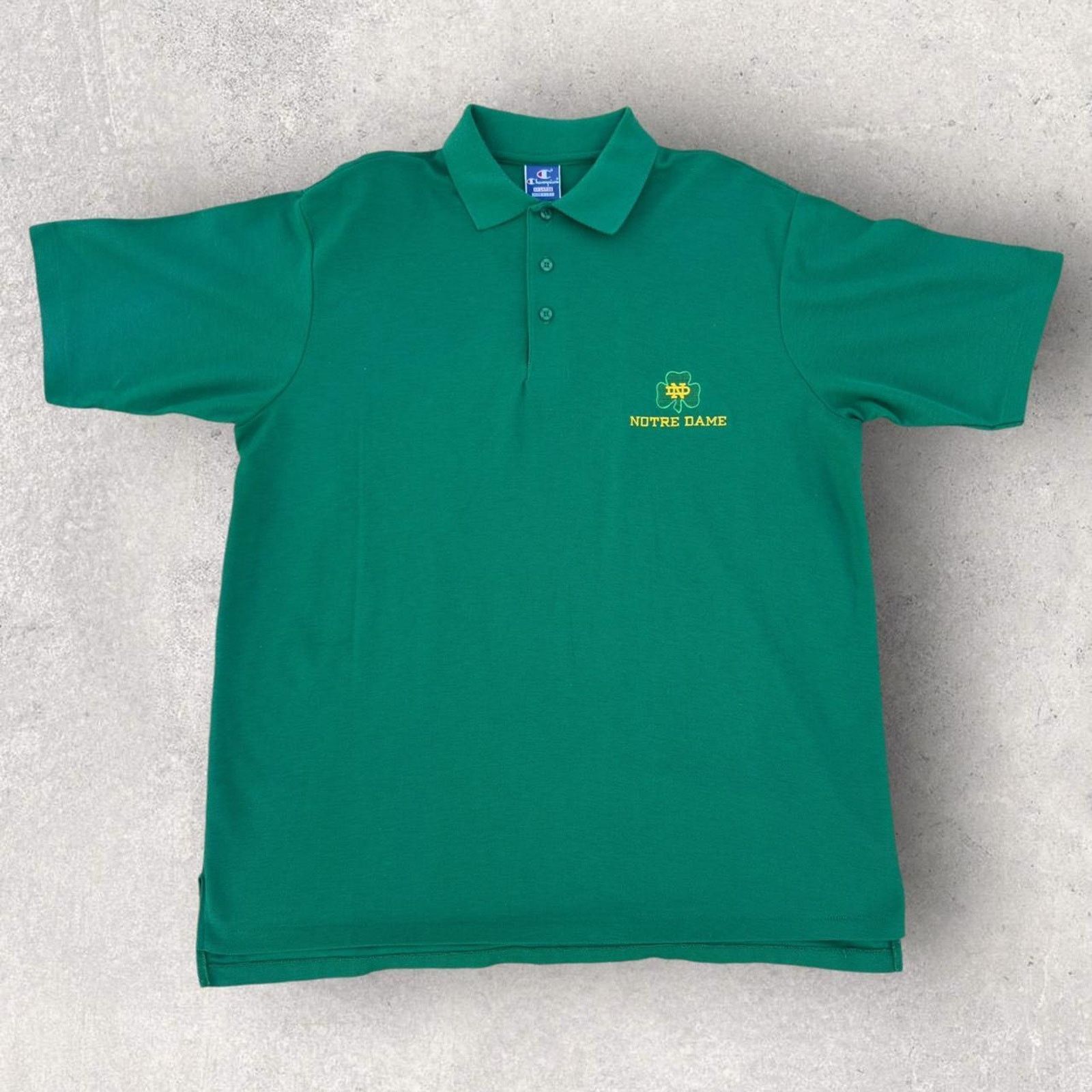 Champion × NCAA × Vintage Vintage 1980s Notre Dame Polo Shirt – Champion Size US XL / EU 56 / 4 - 1 Thumbnail