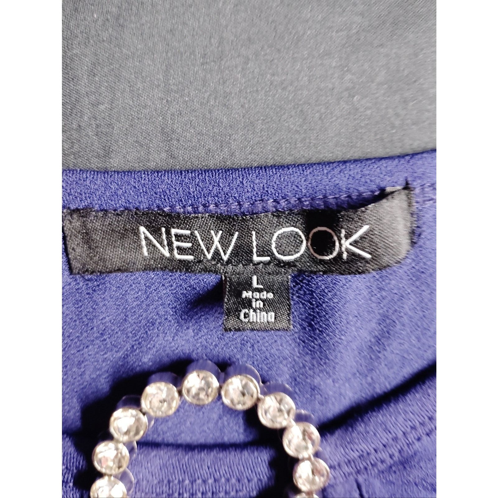 New Look New Look Purple Short Sleeve with Keyhole Decorative Ring Size L / US 10 / IT 46 - 2 Thumbnail