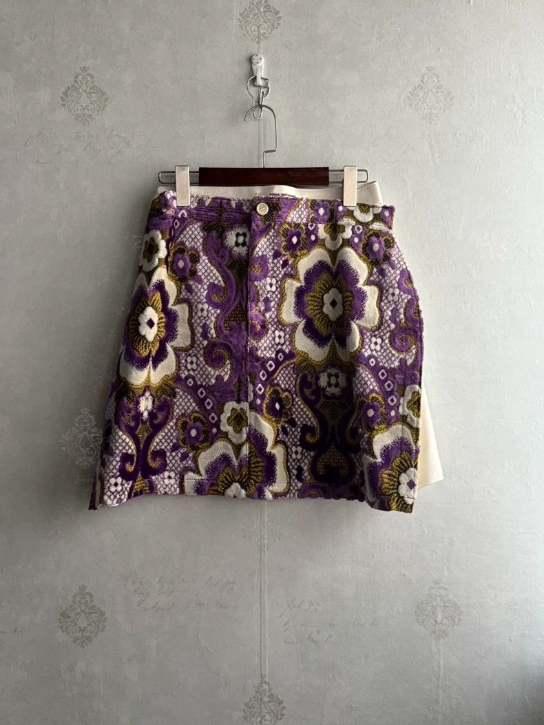 Junya Watanabe Junya Watanabe Purple Floral Mini Skirt Size 26" / US 2 / IT 38 - 1 Thumbnail