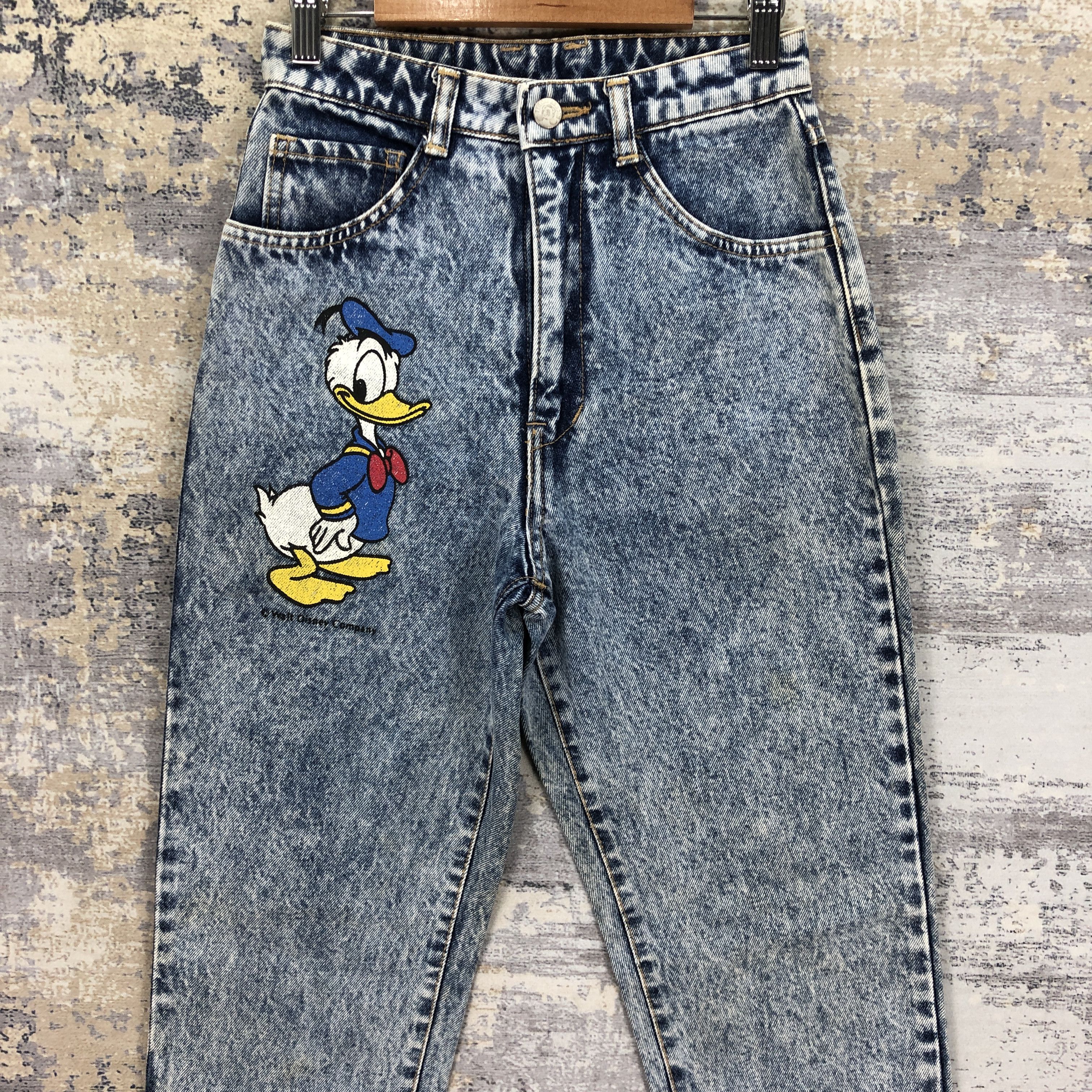 Disney Vintage 90s Donald Duck Jeans Acid Wash Disney Denim Pants Size 22" - 3 Thumbnail