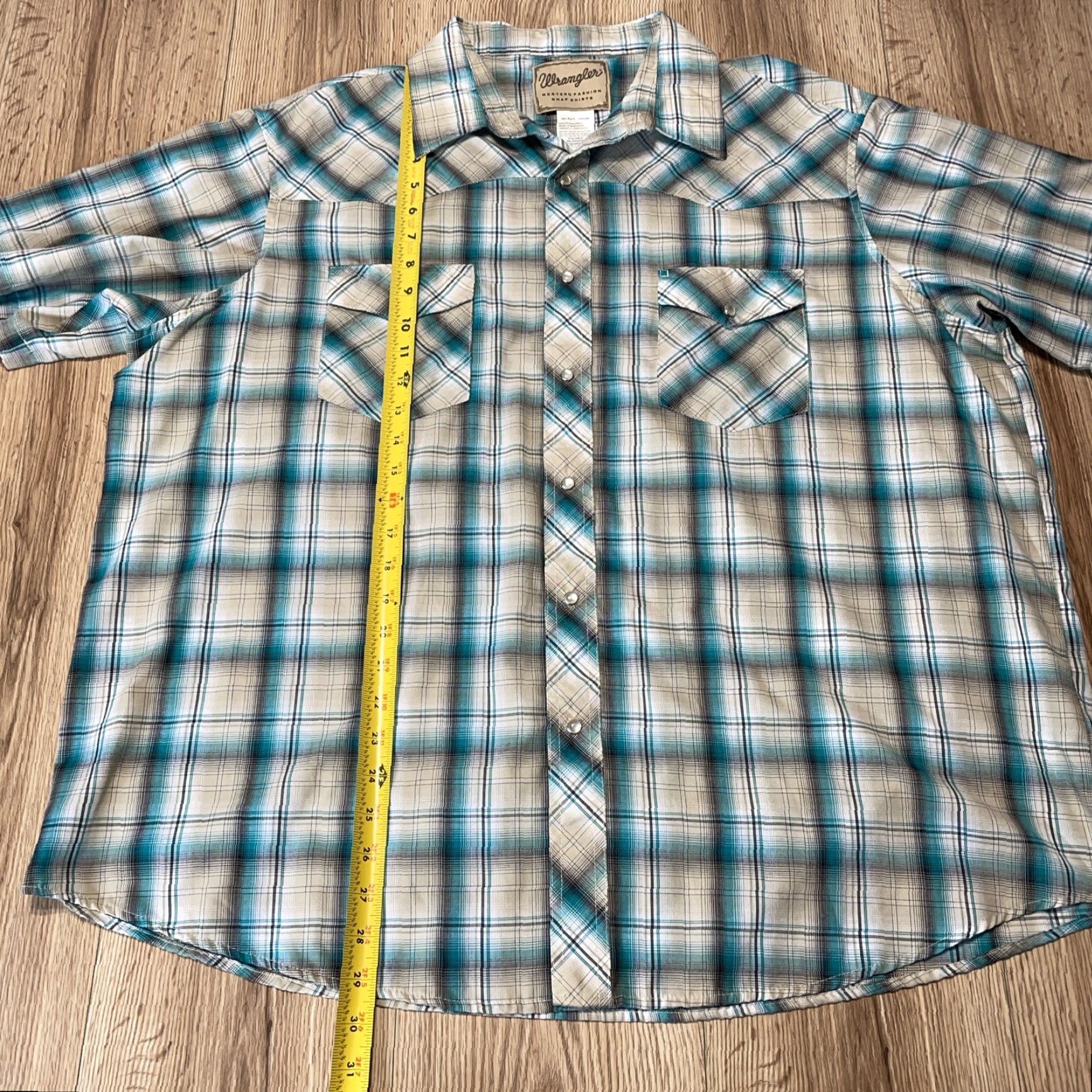 Wrangler Wrangler Men’s Western Shirt 2XL Short Sleeve Plaid Green Cowboy Rodeo Button Up Size US XXL / EU 58 / 5 - 3 Thumbnail