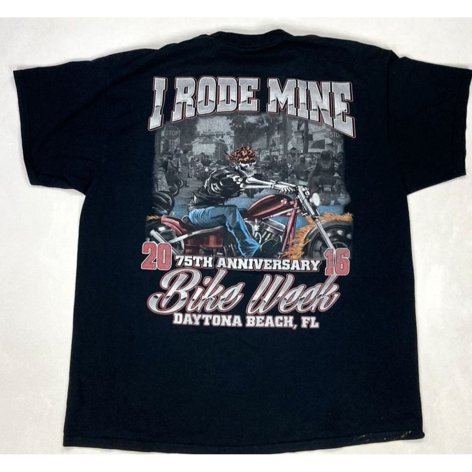 Gildan VINTAGE Bike Week 2016 Daytona Beach I Rode Mine Graphic T-shirt Men XL Black Size US M / EU 48-50 / 2 - 2 Thumbnail