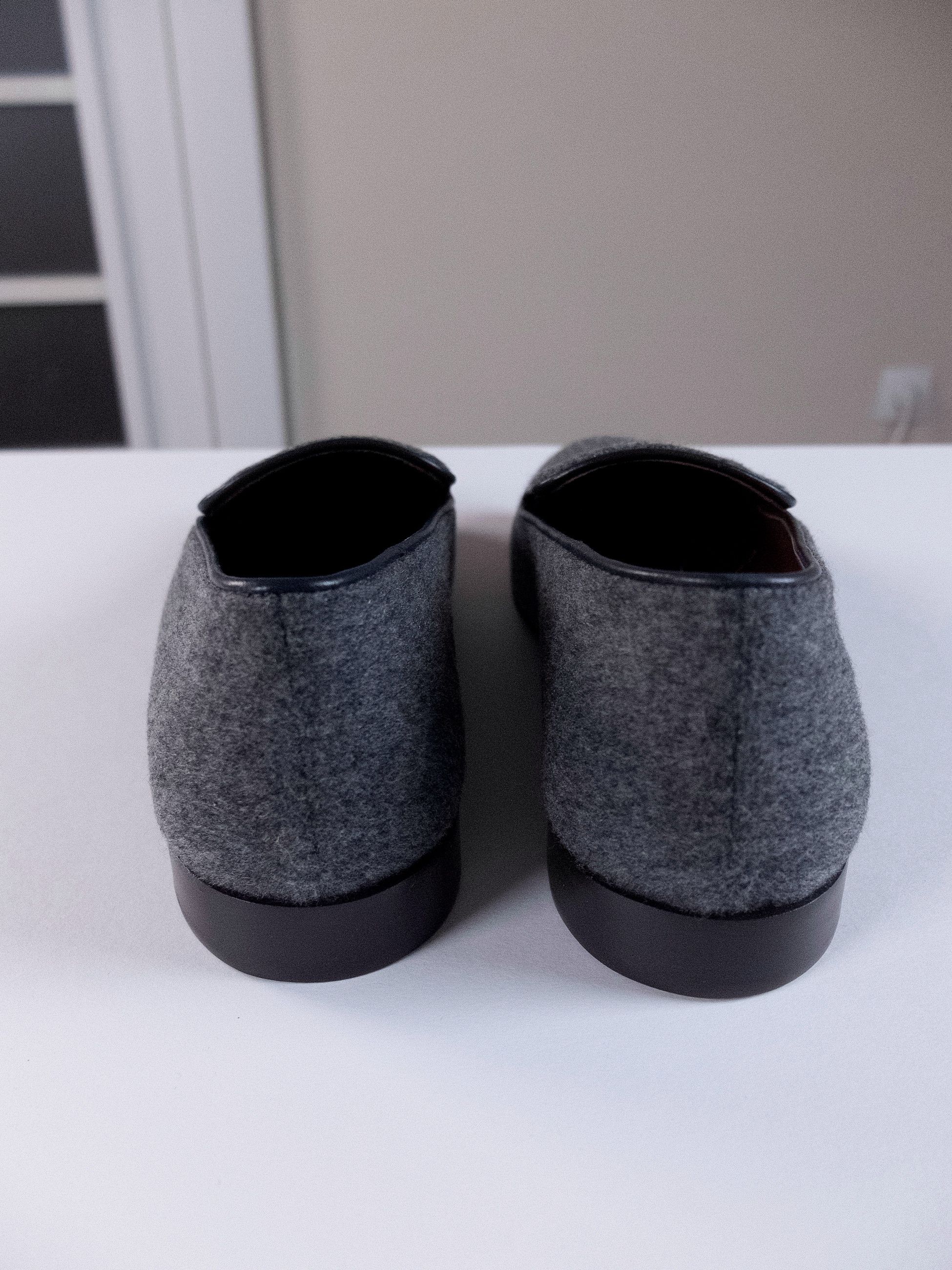 Loro Piana LORO PIANA Anagram gray cashmere smoking slippers 38 q Size US 8 / IT 38 - 7 Thumbnail