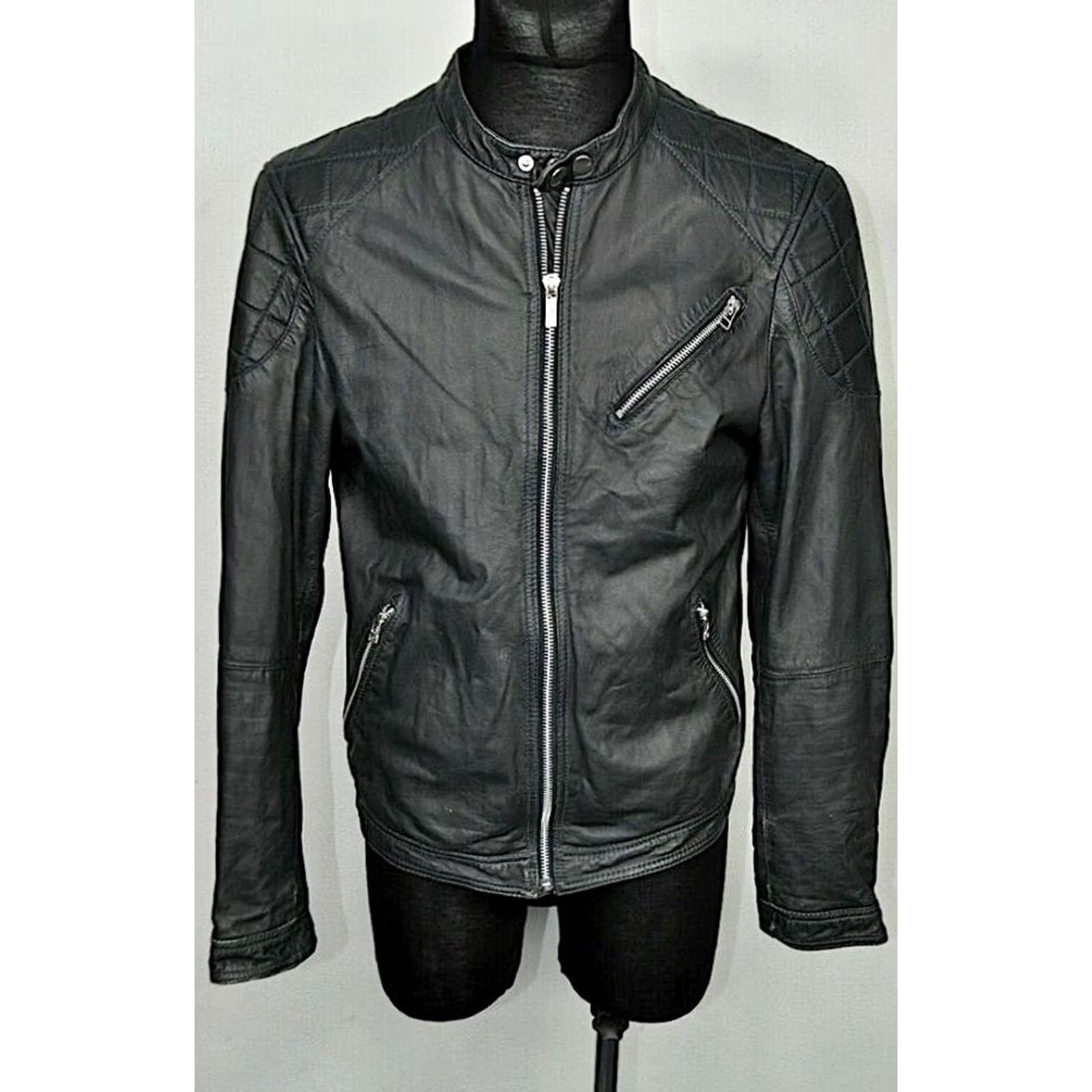 GOOSECRAFT Goosecraft 944 Biker Jacket Men M Black Leather Shirt? Size US M / EU 48-50 / 2 - 2 Thumbnail