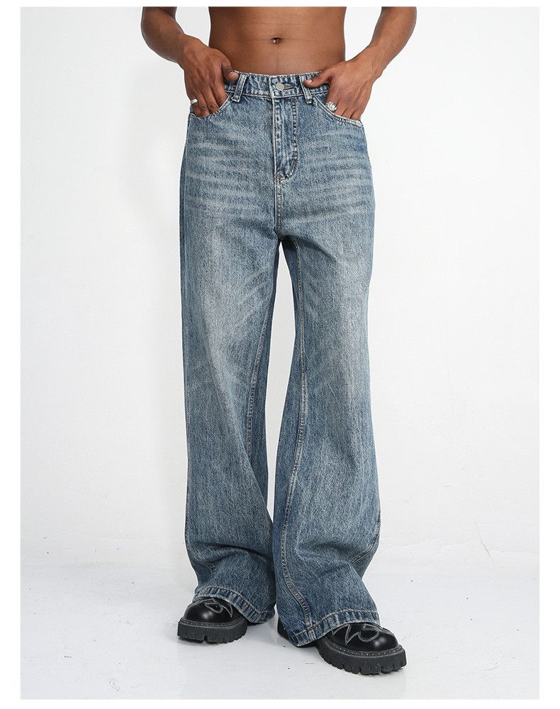washed faded bootcut damaged jeans