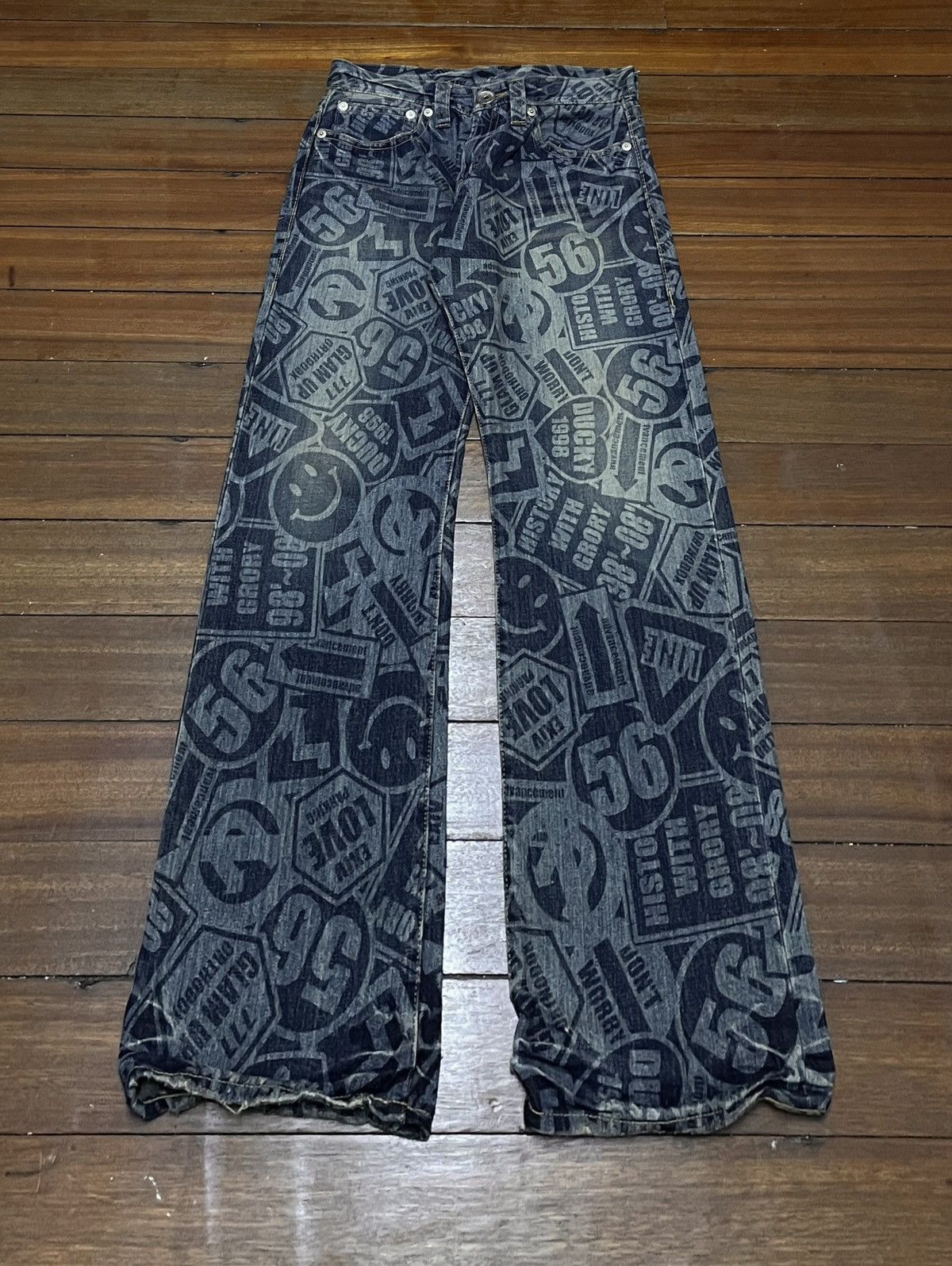 Hysteric Glamour Very Rare Vintage Japanese Brand Co&Lu Fullprint Jeans 1990s Size US 31 - 1 Thumbnail