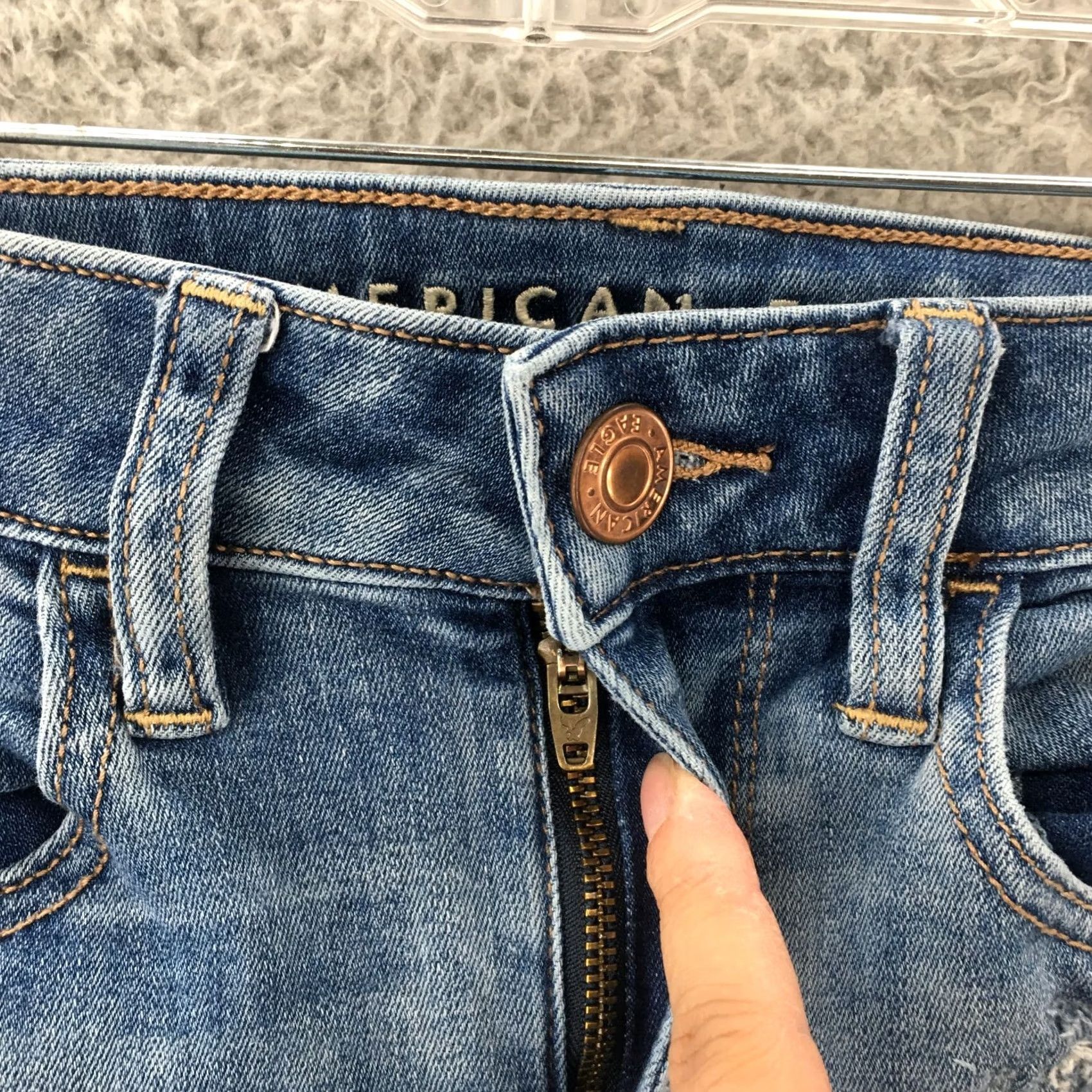 American Eagle Outfitters American Eagle Jeans Hi-Rise Jegging Womens Blue Denim Zip Fly Size 2 (27x28) Size 26" / US 2 / IT 38 - 4 Thumbnail