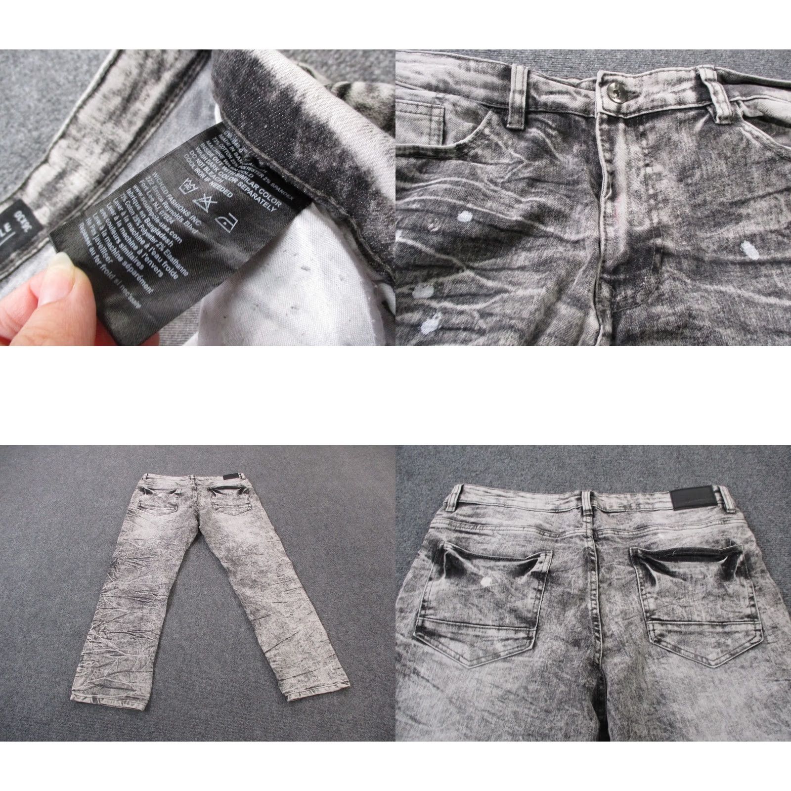 Southpole Southpole Jeans Men 36 X 30 Denim Skinny Paint Splatter Grunge Y2K Mens Jeans Regular Fit Gray Color, Stretch, Distressed Denim, 90s Style, Skater Size US 38 / EU 54 - 8 Thumbnail