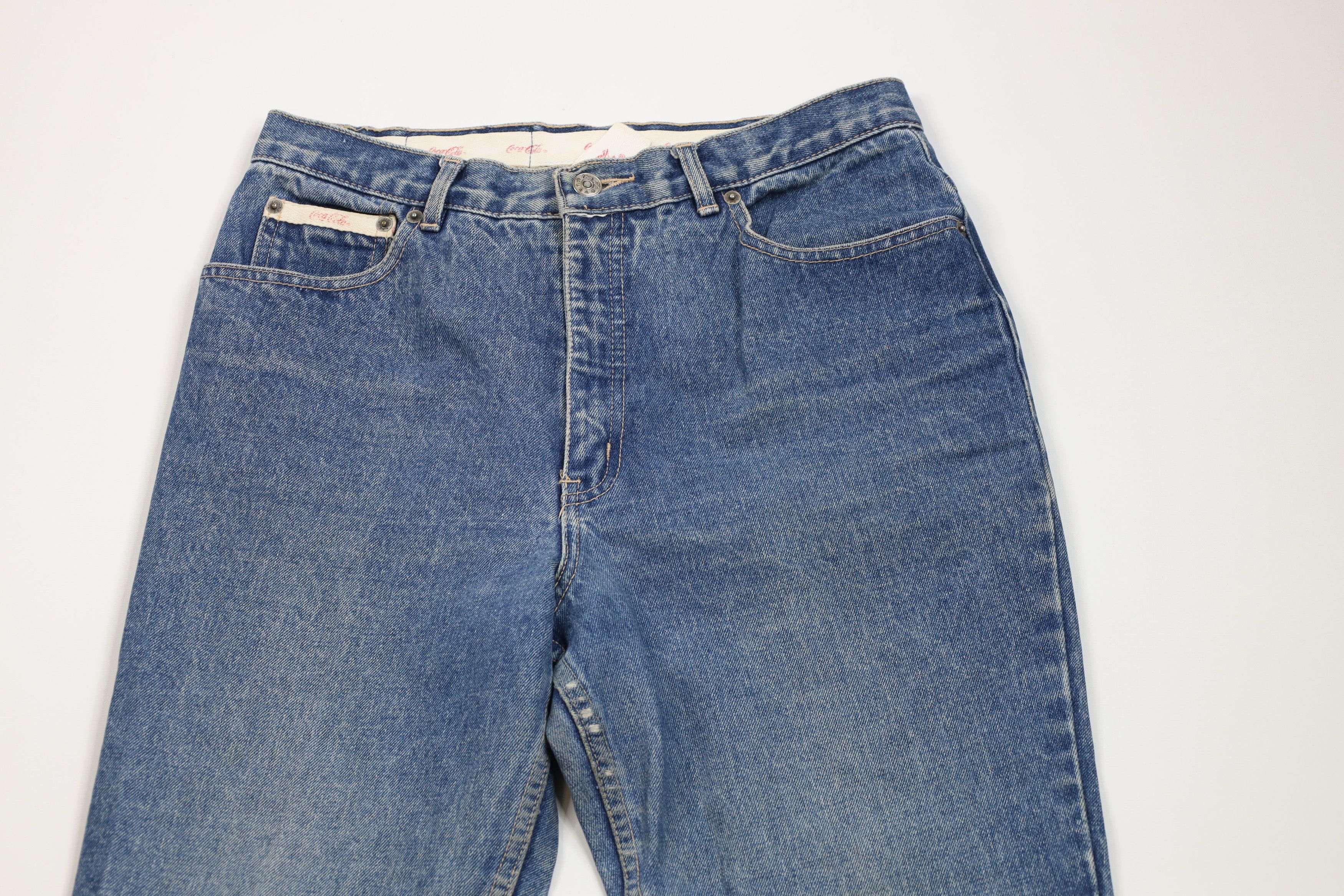 Vintage Vintage 90s Coca Cola Spell Out Straight Leg Denim Jeans Size 36" / US 14 / IT 50 - 2 Thumbnail