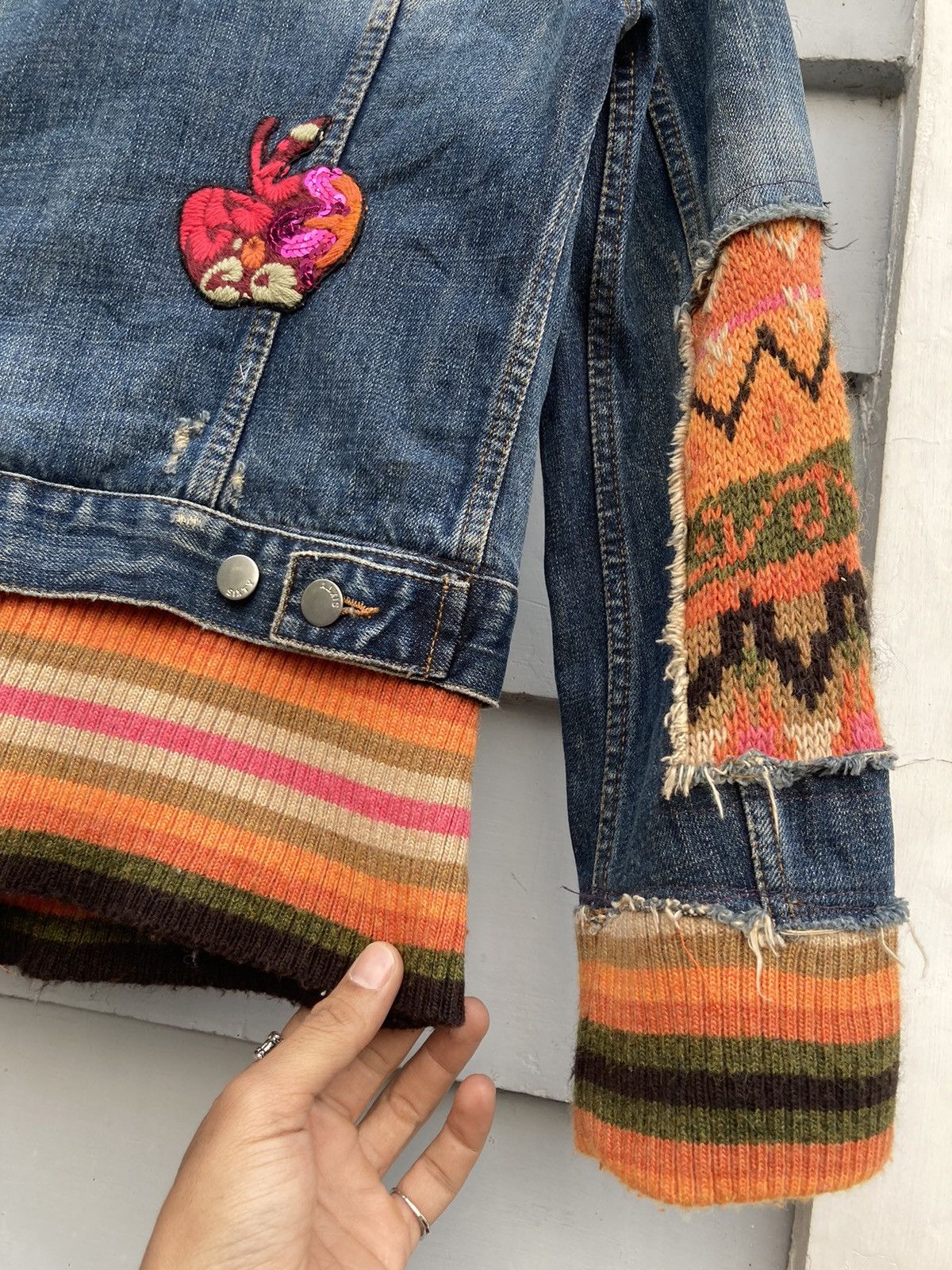 Miss Sixty Miss Sixty 2000’s Italy Denim Distressed Faded Knit Details Size M / US 6-8 / IT 42-44 - 16 Thumbnail