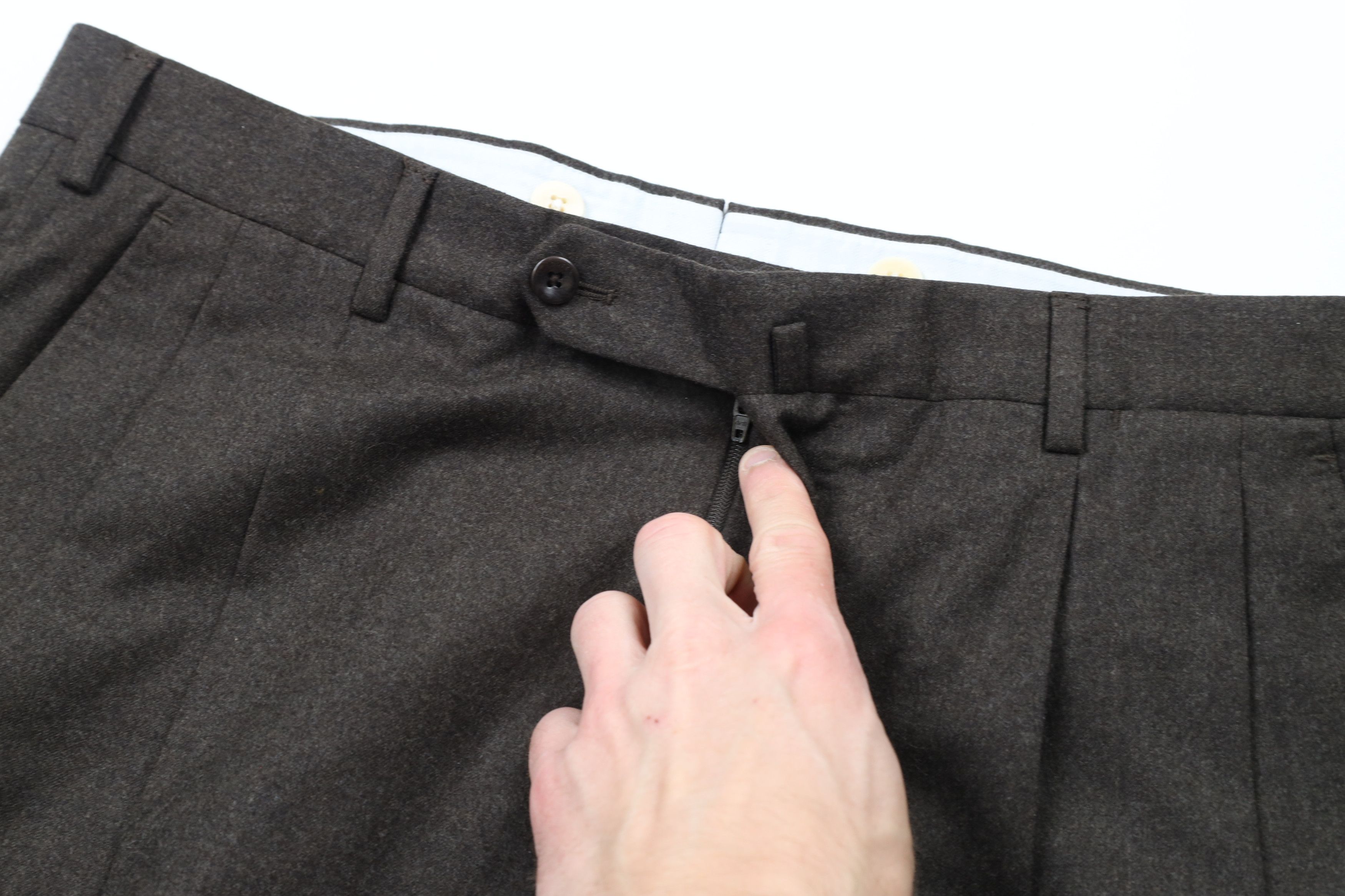 Incotex × Vintage Incotex Wool Pleated Cuffed Chino Pants Trousers Brown Size US 36 / EU 52 - 5 Thumbnail