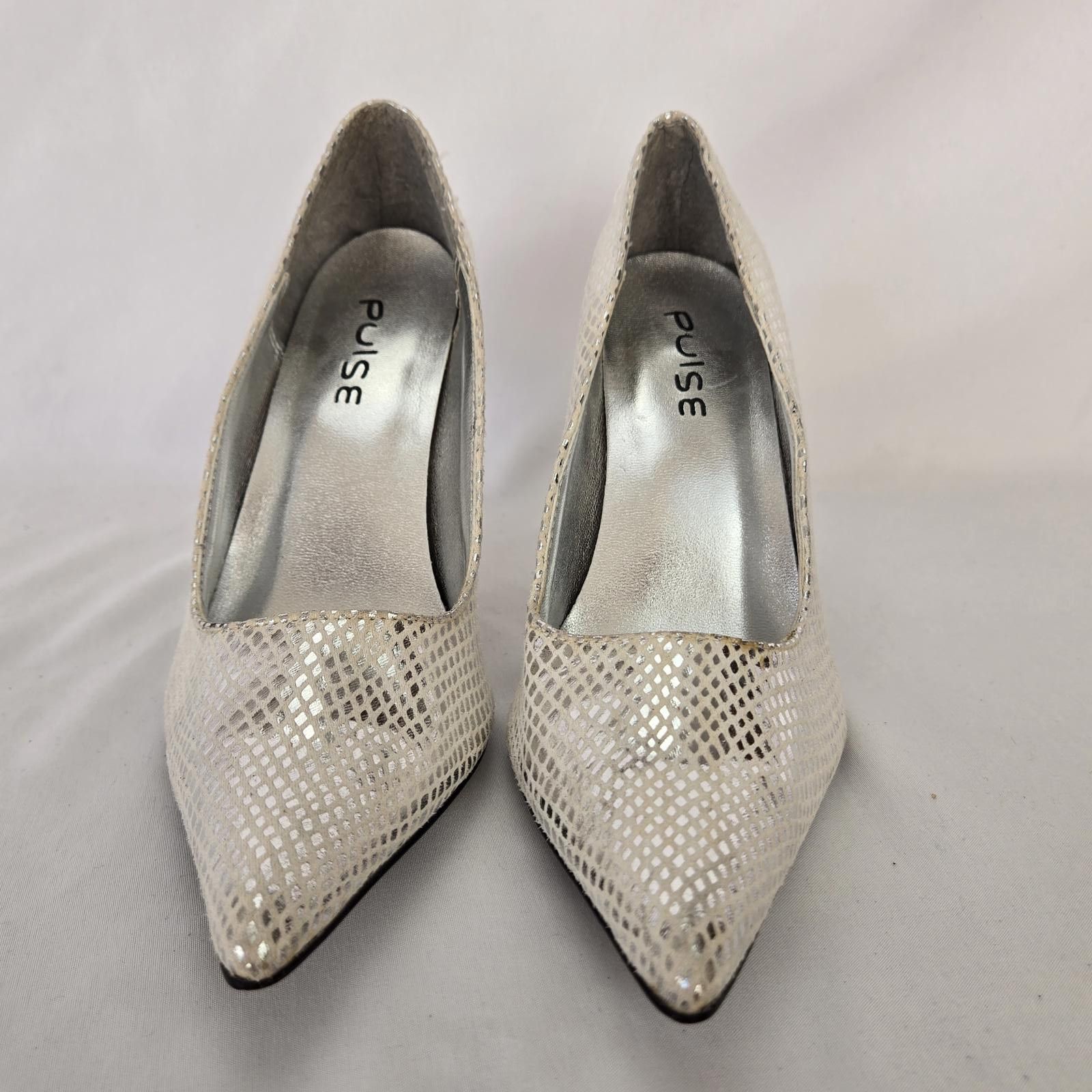 Pulse Metalic Silver High Heels by PULSE 6 Snakeskin pattern Size US 6 / IT 36 - 3 Thumbnail