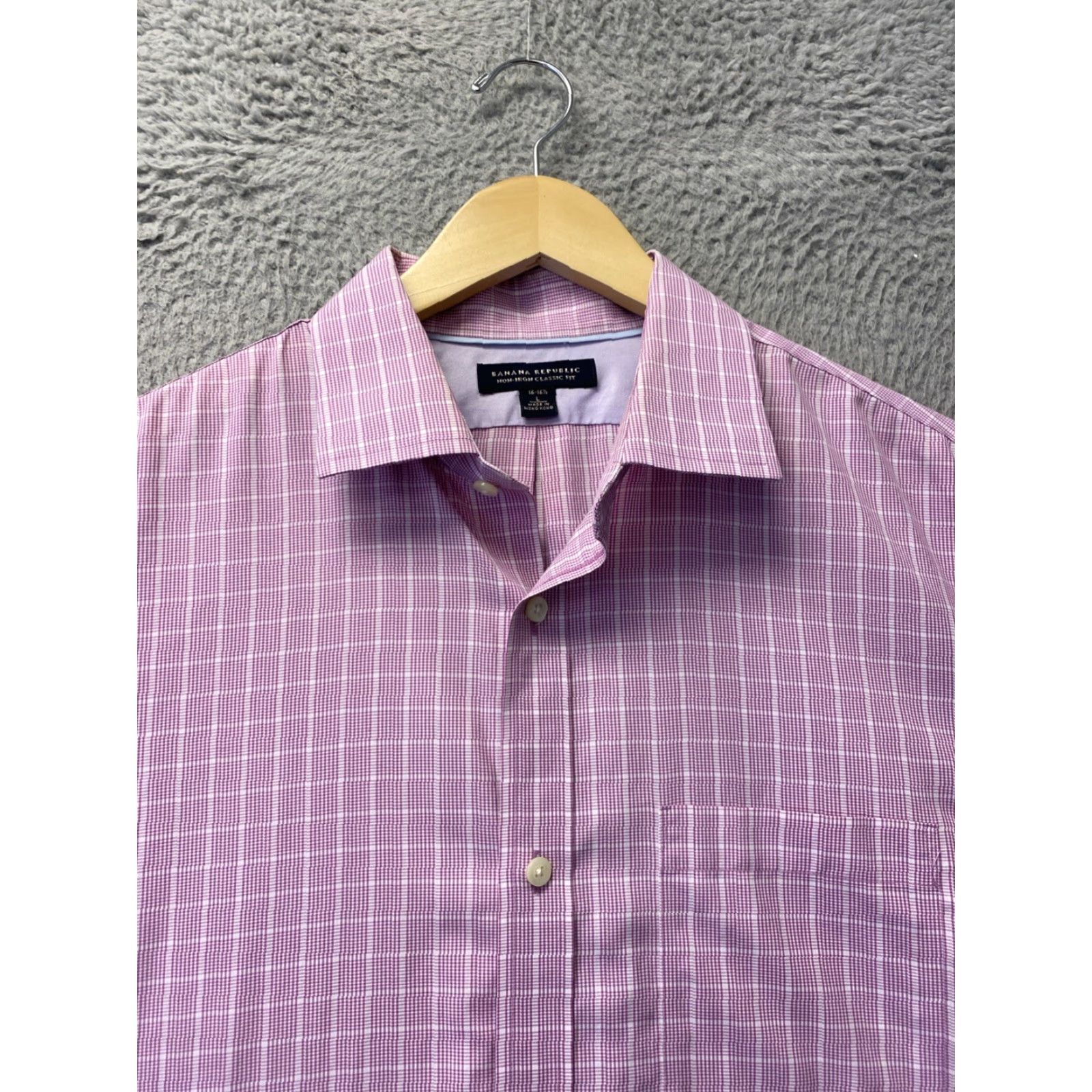 Banana Republic BANANA REPUBLIC Shirt Cotton Pink Plaid L Mens Regular Button Spread Collar All Seasons Size US L / EU 52-54 / 3 - 2 Thumbnail
