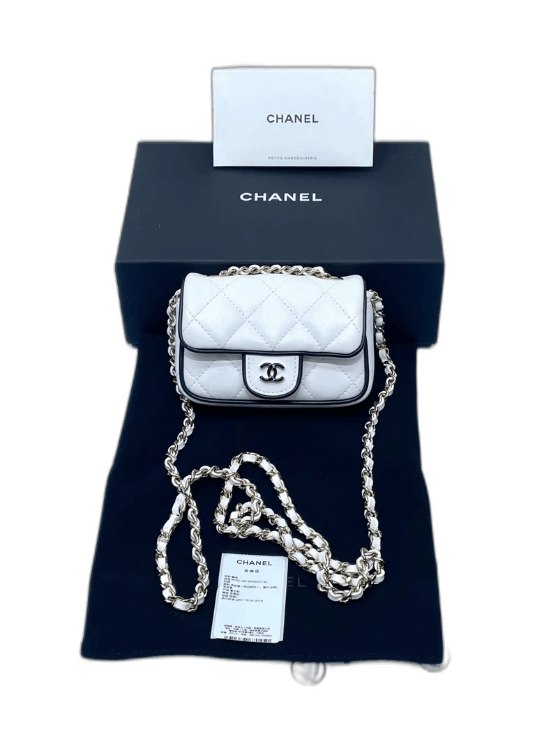 Chanel Panda Color Mini Chain Bag in White, Women's