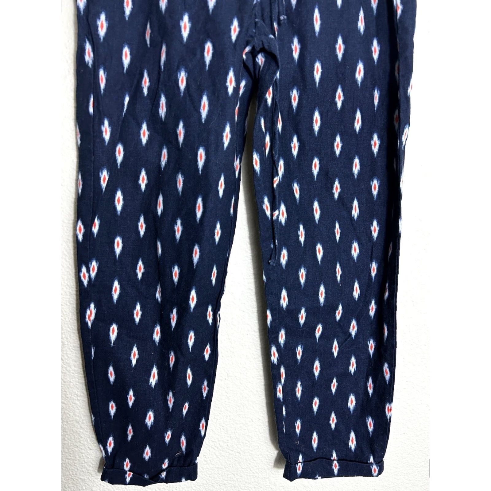 J.Crew J.CREW Womens Pants Ikat Linen Blend Drawstring Blue Southwest 30x26 Size 6 Ankle Size 28" / US 6 / IT 42 - 2 Thumbnail