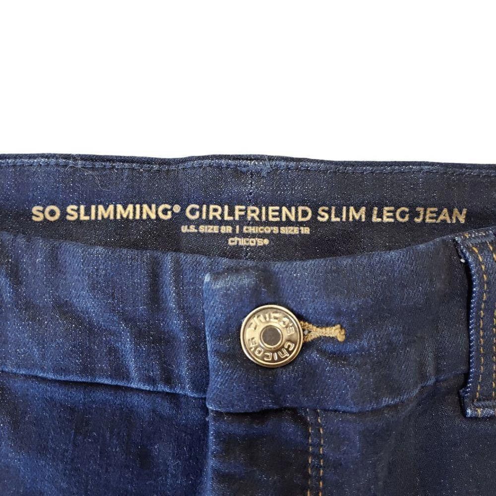Chicos CT1444 Chico's Ladies So Slimming Blue Jeans Slim Leg 8R Size 30" / US 8 / IT 44 - 5 Thumbnail