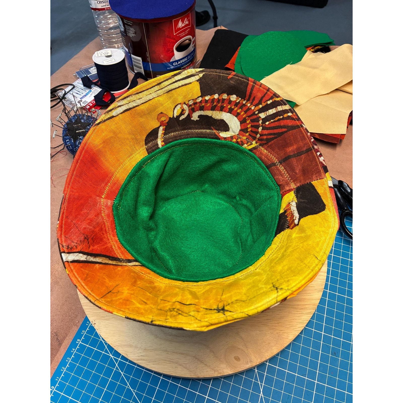 Other Handmade Waxed Cotton Bucket Hat Medium | Upcycled Painted Size ONE SIZE - 10 Thumbnail