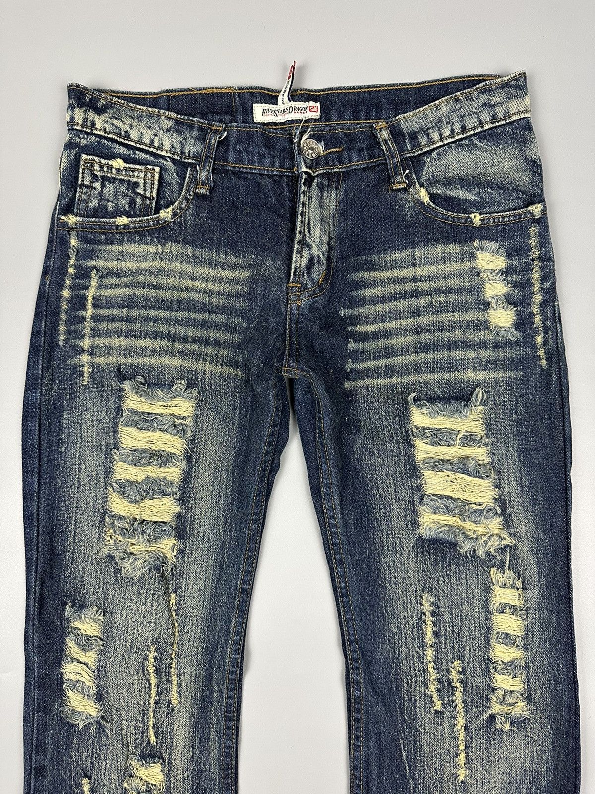 If Six Was Nine × Le Grande Bleu (L.G.B.) 🔥Sick Nice🔥Distressed Five Star Dragon Flared Jeans Size US 32 / EU 48 - 5 Thumbnail