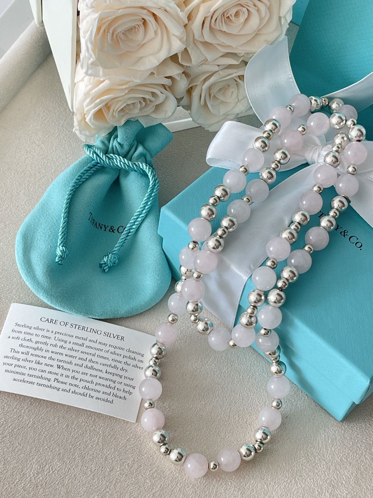 Tiffany & Co. Vintage Tiffany & Co. Pink Quartz Silver Beads Necklace 30” Size ONE SIZE - 17 Thumbnail