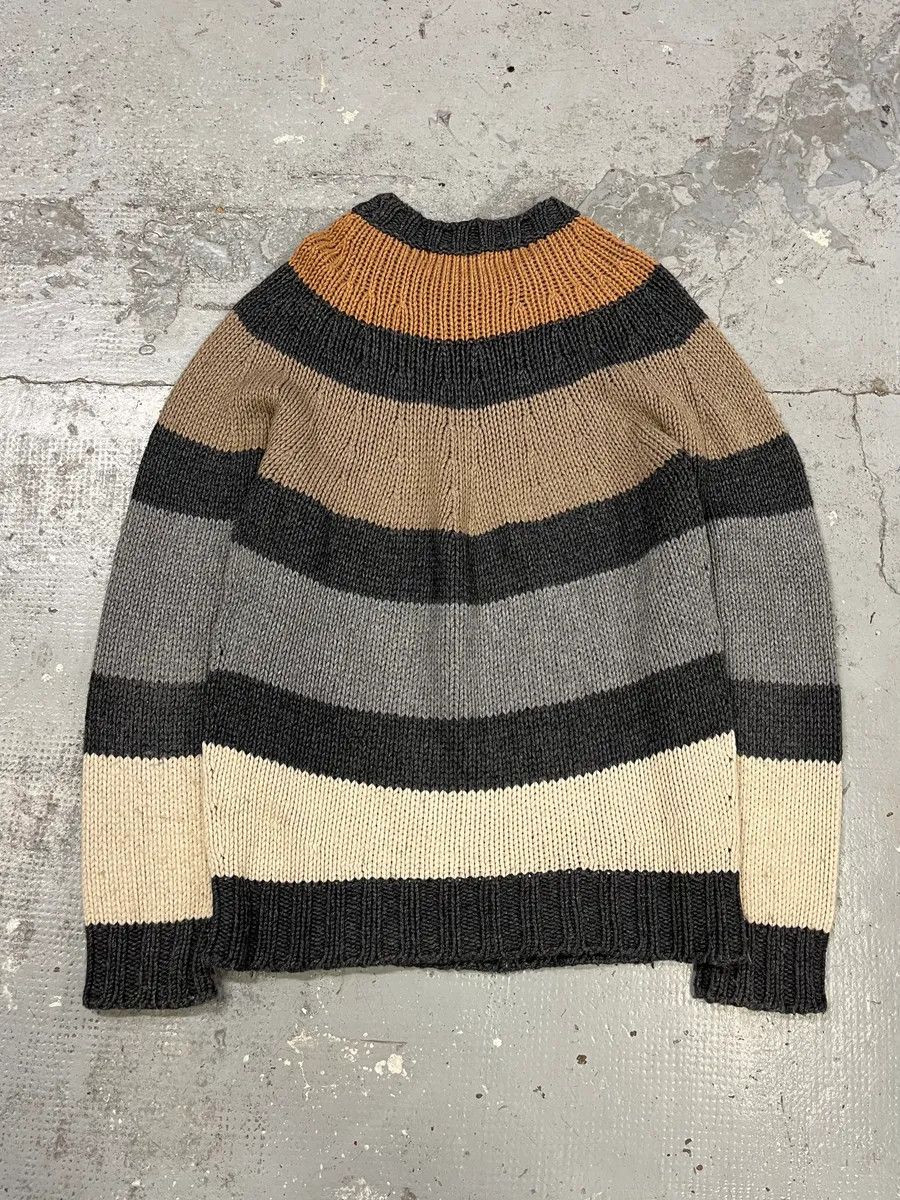 Designer × Dolce & Gabbana × Vintage 2000s Dolce & Gabbana Orange Grey Beige Lines Wool Sweater Size US M / EU 48-50 / 2 - 7 Thumbnail