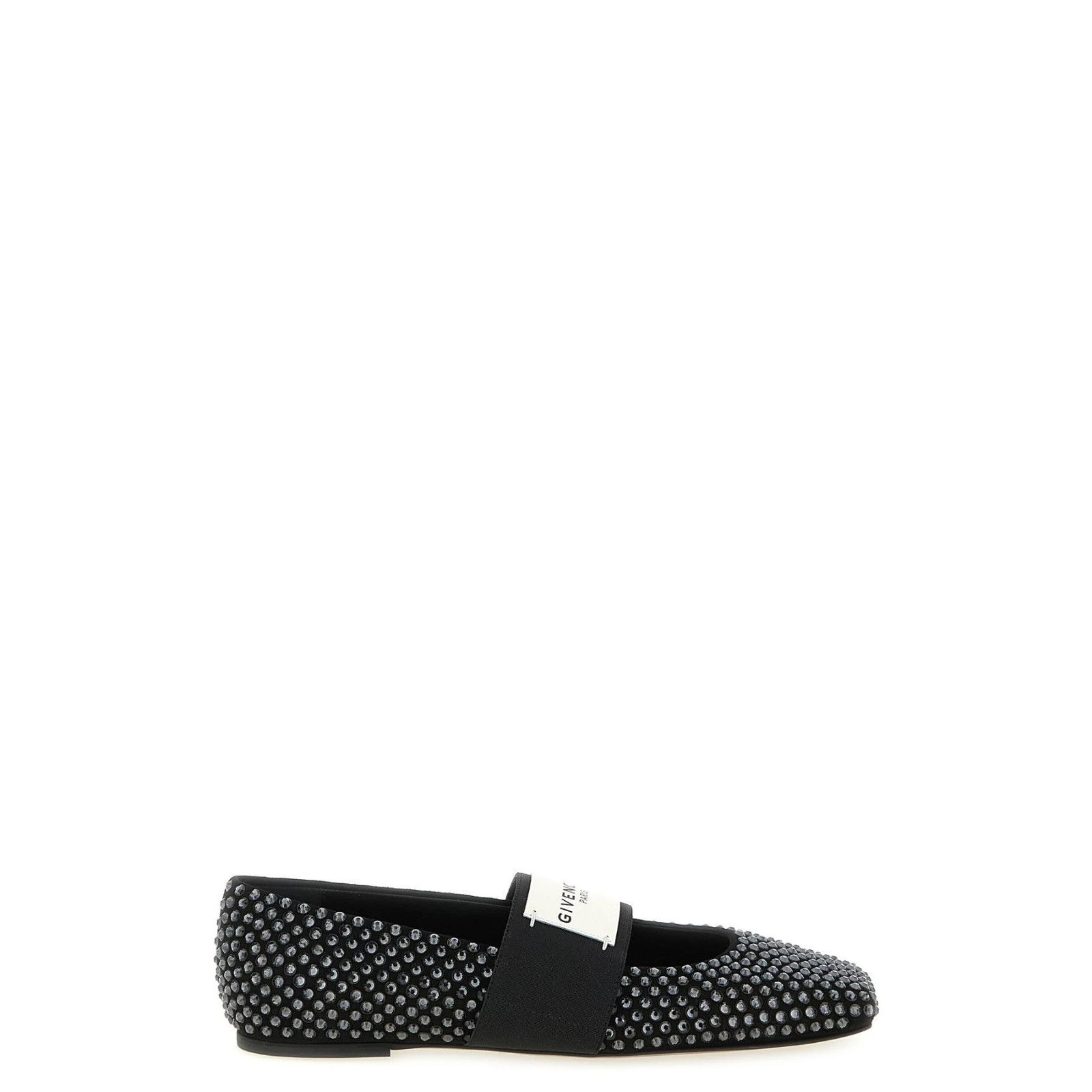 Givenchy GIVENCHY Crystal Sliced Square Black Leather Ballerina Flats Size US 8 / IT 38 - 1 Thumbnail