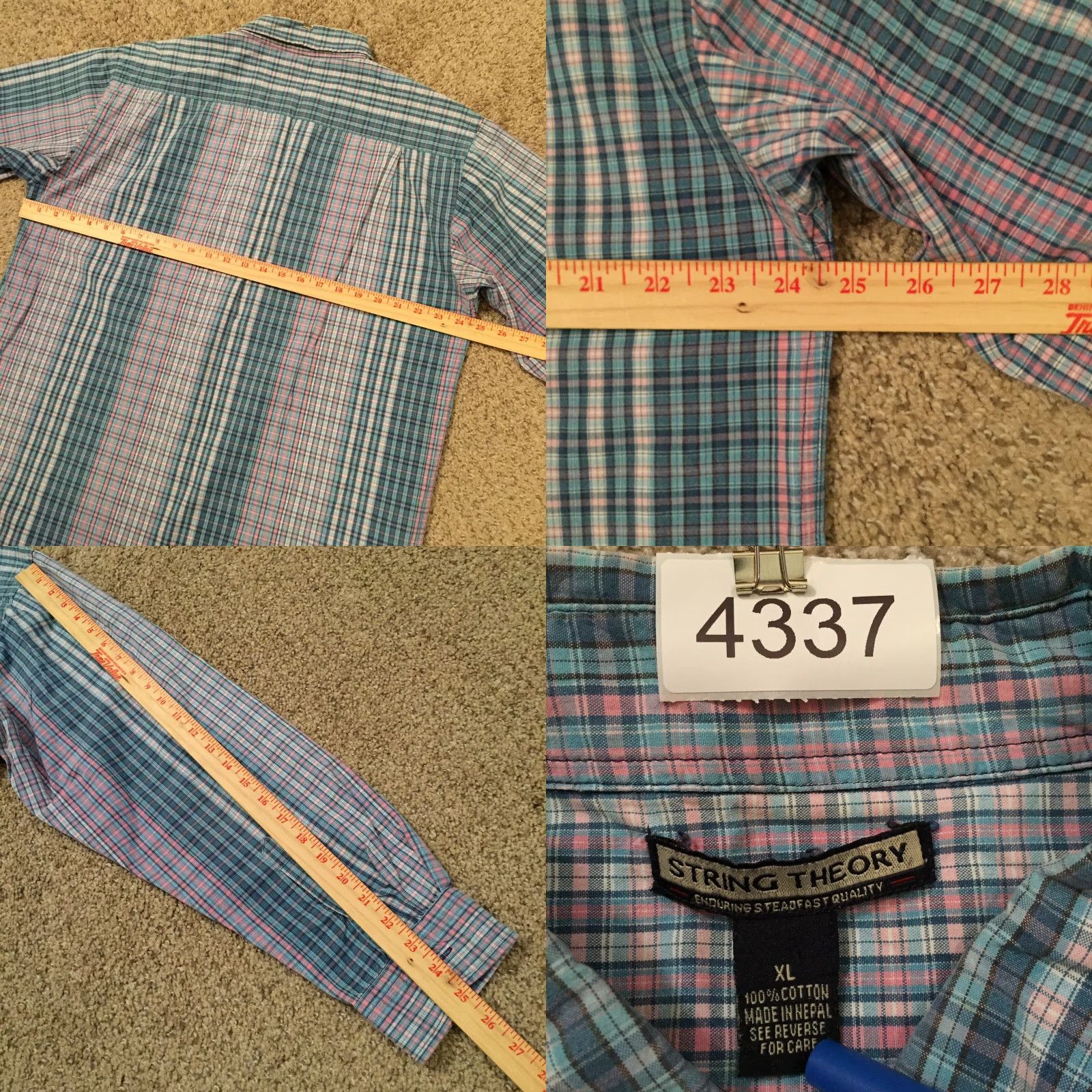 Theory String Theory Shirt Mens XL Button-Up Size US XL / EU 56 / 4 - 8 Thumbnail