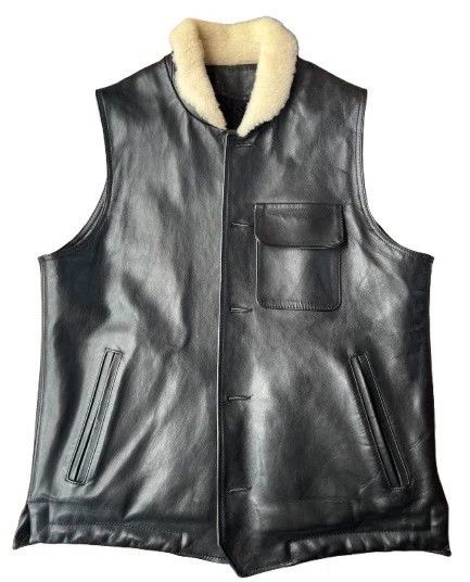 Porter Classic Porter Classic Black Leather Waistcoat with Fur Size US M / EU 48-50 / 2 - 1 Thumbnail