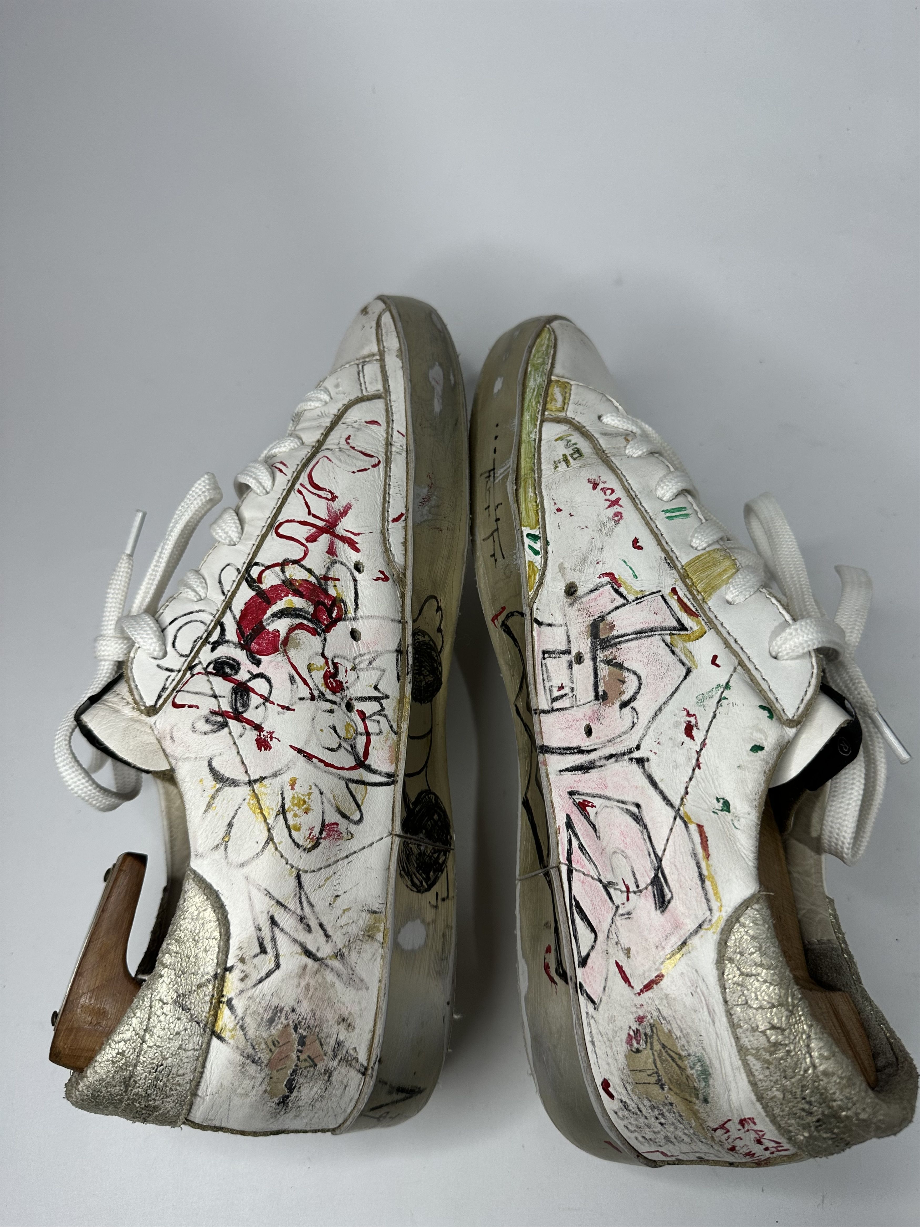 Golden Goose Golden Goose Graffiti Superstar Distressed Leather Sneakers. Size US 7 / EU 40 - 6 Thumbnail