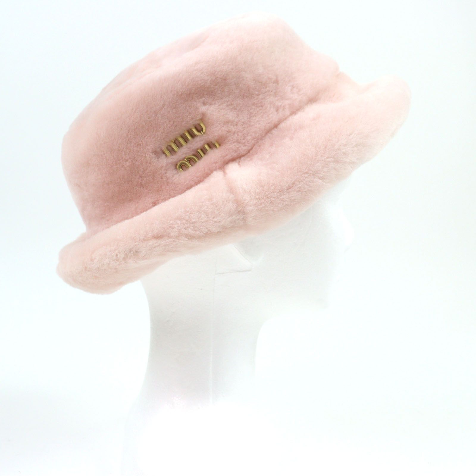 Miu Miu Miu Miu MIUMIU Mouton Shearling Bucket Hat Natural Material Hats 5HC196 DUTY FREE for USA Size ONE SIZE - 1 Thumbnail