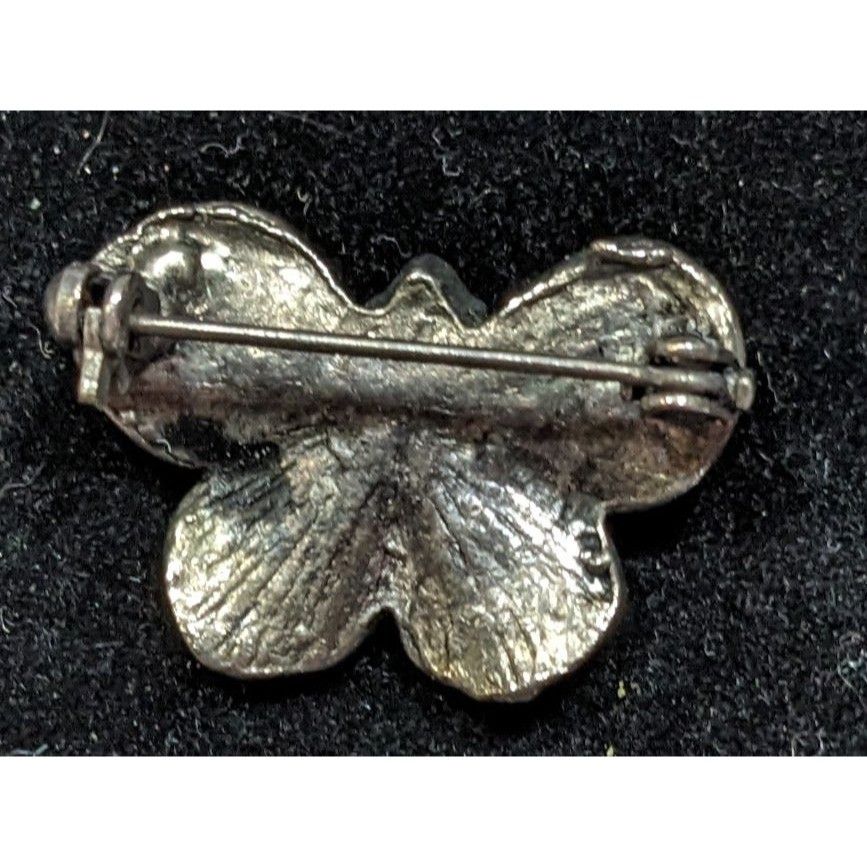 Other Vintage Floral Silver Tone Butterfly Brooch With Blue Gem Size ONE SIZE - 4 Thumbnail