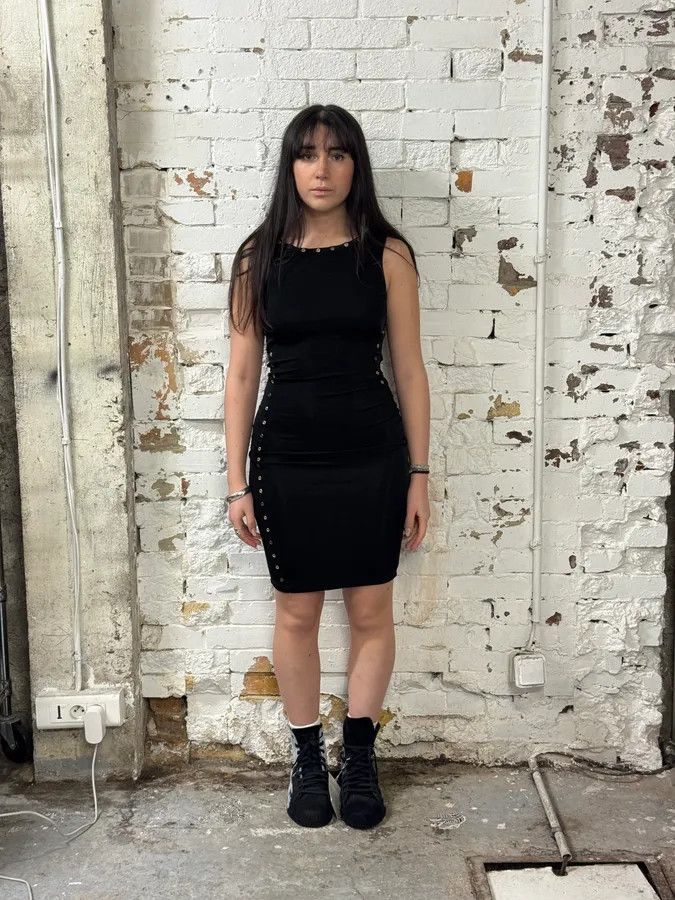 Versace 2000s Versace Eyelet Black Long Dress Size S / US 4 / IT 40 - 3 Thumbnail