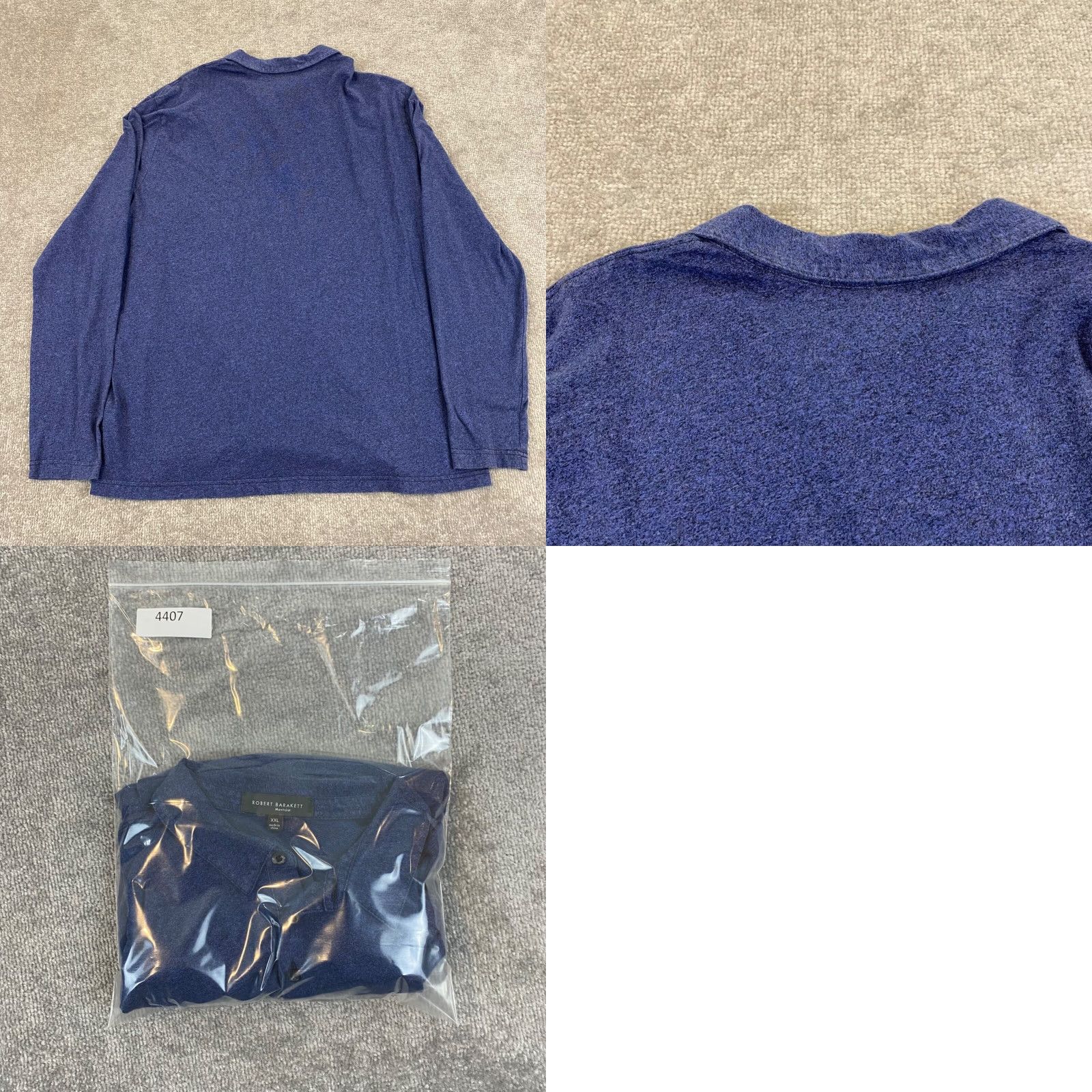 Vintage Robert Barakett Polo Mens 2XL Blue Golf Shirt Montreal Designer Long Sleeve Size US XXL / EU 58 / 5 - 8 Thumbnail