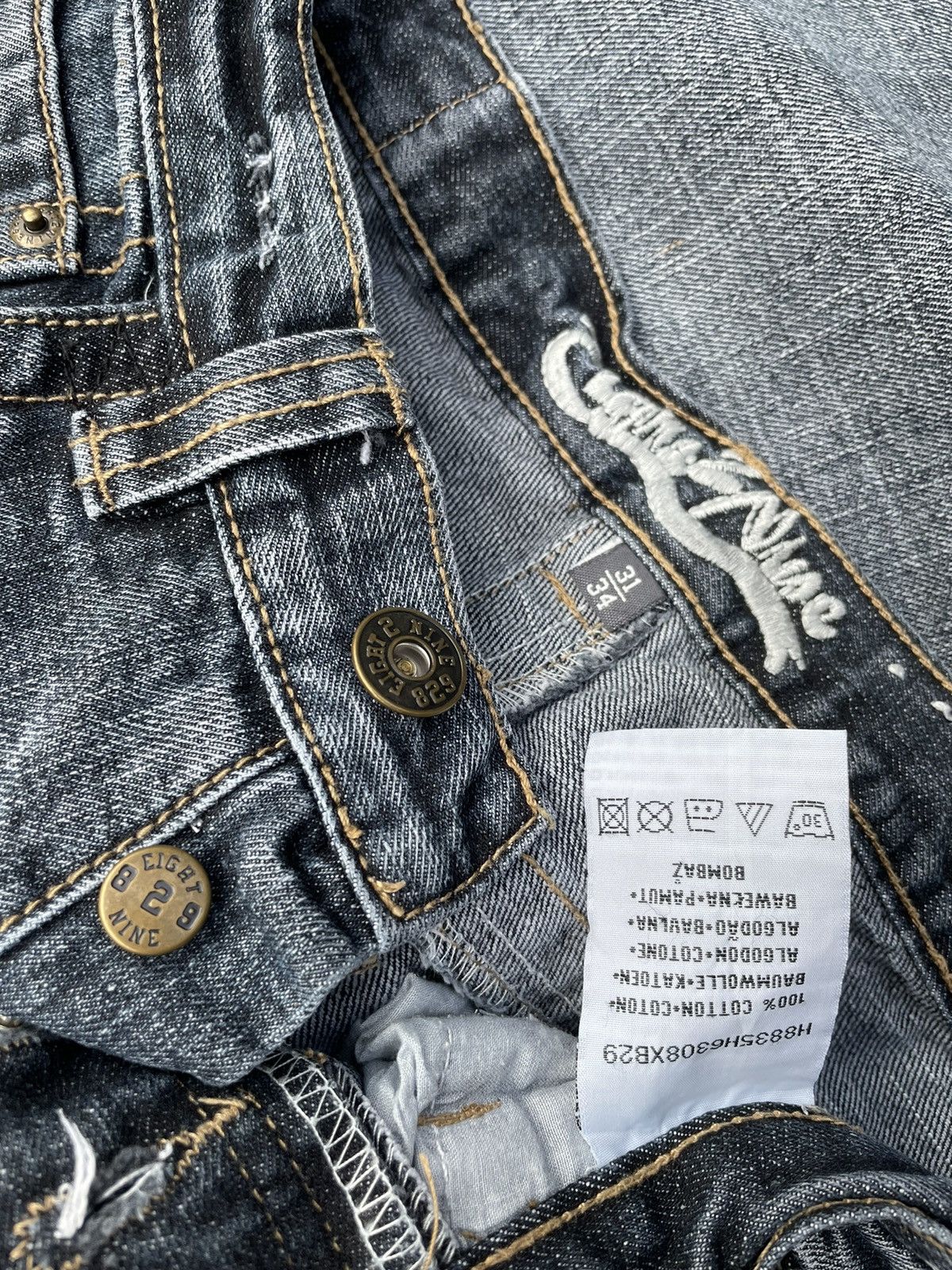 Japanese Brand × Vintage Y2K Biker Chrome Hearts Style Straight Fit Jeans Size US 32 / EU 48 - 7 Thumbnail