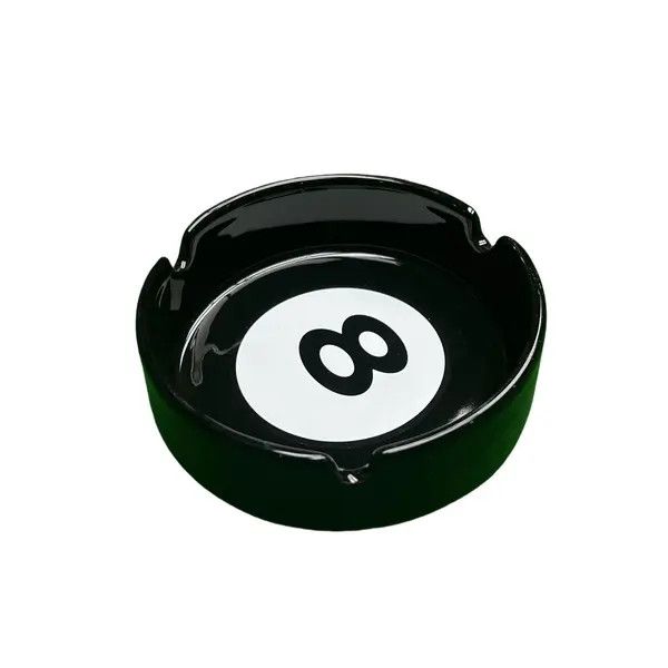 Other Black Round Ashtray with 8 Ball Design, Classic Style Size ONE SIZE - 3 Thumbnail