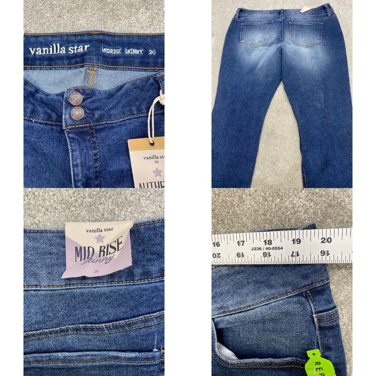 Vintage NWT Vanilla Star Jeans Women's Size 20 Blue Denim Stretch Skinny Distressed NEW Size 42" / US 20 - 8 Thumbnail
