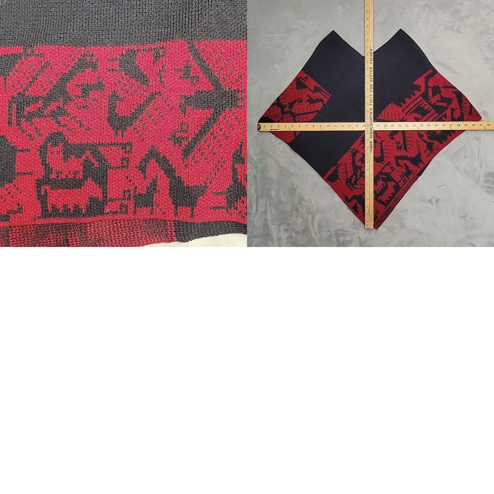 Vintage VINTAGE Suri Bolivia Cape Women M Red 100% Alpaca Wool Knit Tribal Poncho Wrap Sweater Wool Knit's Animal Print Casual Womens Size M / US 6-8 / IT 42-44 - 8 Thumbnail