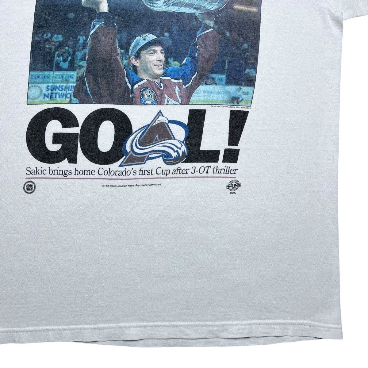 NHL 1996 NHL Colorado Avalanche Stanley Cup Champions News Tee Size US M / EU 48-50 / 2 - 6 Thumbnail