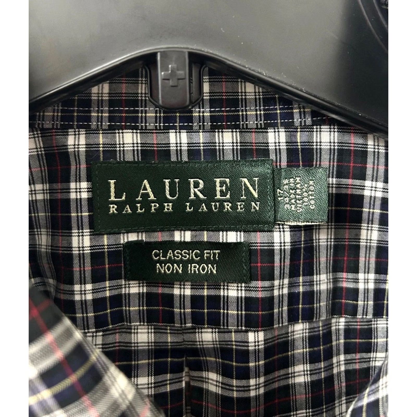Ralph Lauren Lauren Ralph Lauren Shirt Mens 17 Black Plaid Oxford Classic Non-Iron Long Sleeve Button-Down Collar Size US XL / EU 56 / 4 - 5 Thumbnail