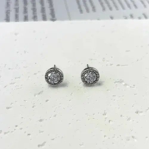 Other 925 Silver Plated CZ Cubic Zirconia Stud Earrings for Men Size ONE SIZE - 1 Thumbnail