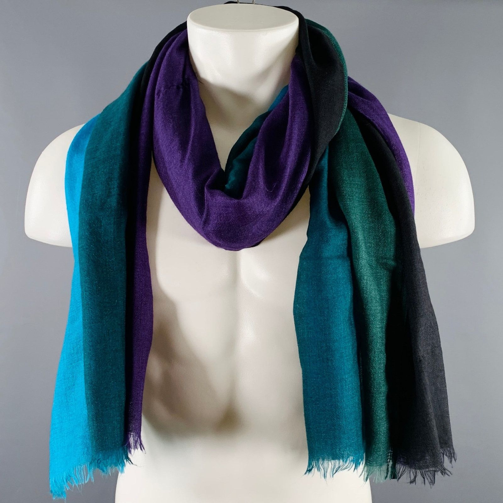 Akris AKRIS Multi Color Stripe Color Block Silk Blend Scarf Size ONE SIZE - 6 Thumbnail