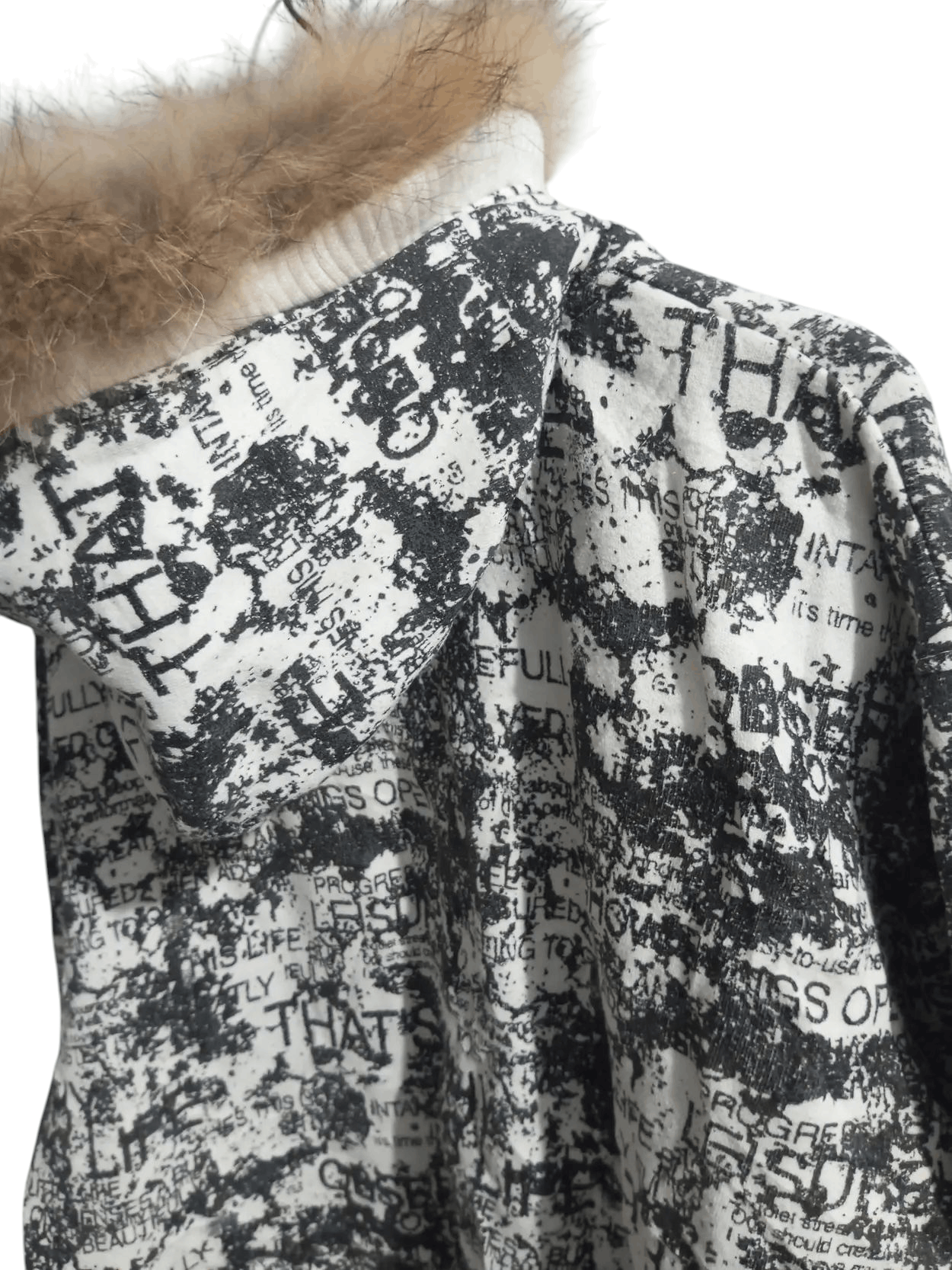 20471120 Vintage detective struct poem full print fur hoodie Size US XL / EU 56 / 4 - 3 Thumbnail