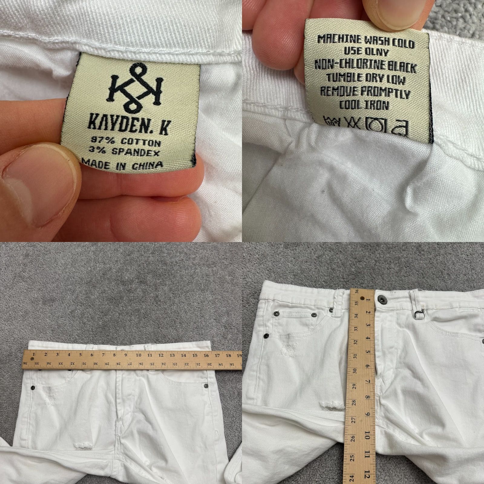 Denime KDNK Jeans Men 32 White Distressed Slim Fit Skinny Denim Cotton Ankle Zip Casual Size US 32 / EU 48 - 9 Thumbnail