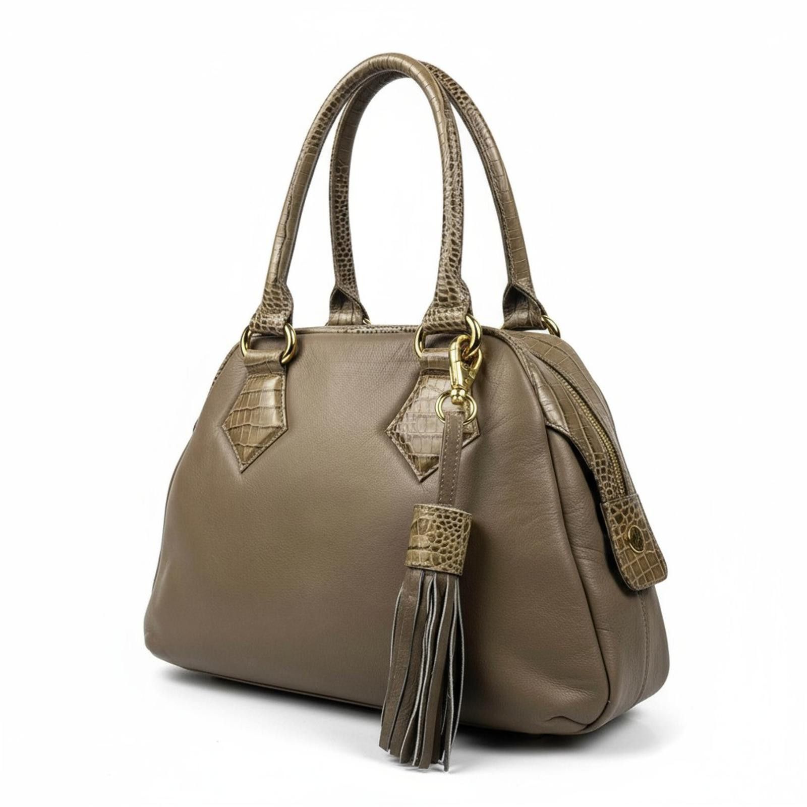 Vivienne Westwood - Taupe Leather Handbag Crocodile Pattern