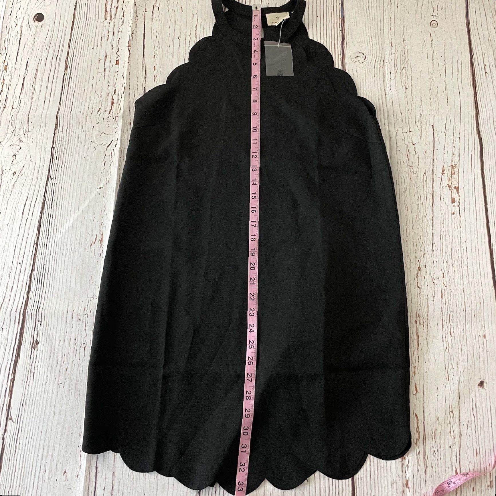 Vintage First Love Short Dress Women's Small Solid Black Scallop A-Line Size 28" / US 6 / IT 42 - 5 Thumbnail